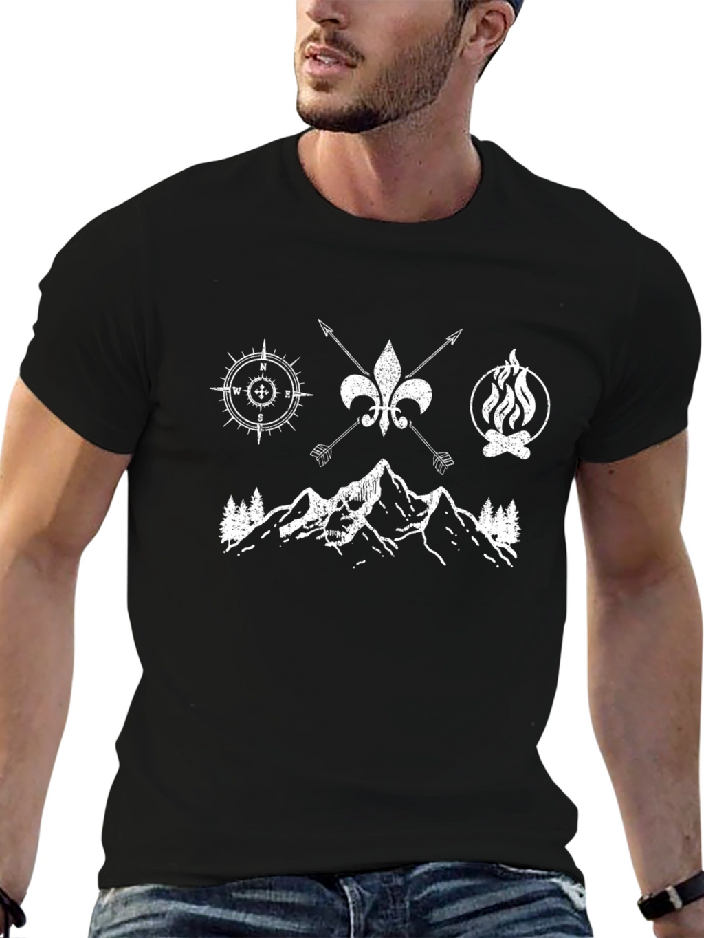 Black Camping Graphic Tee: Adventure Awaits