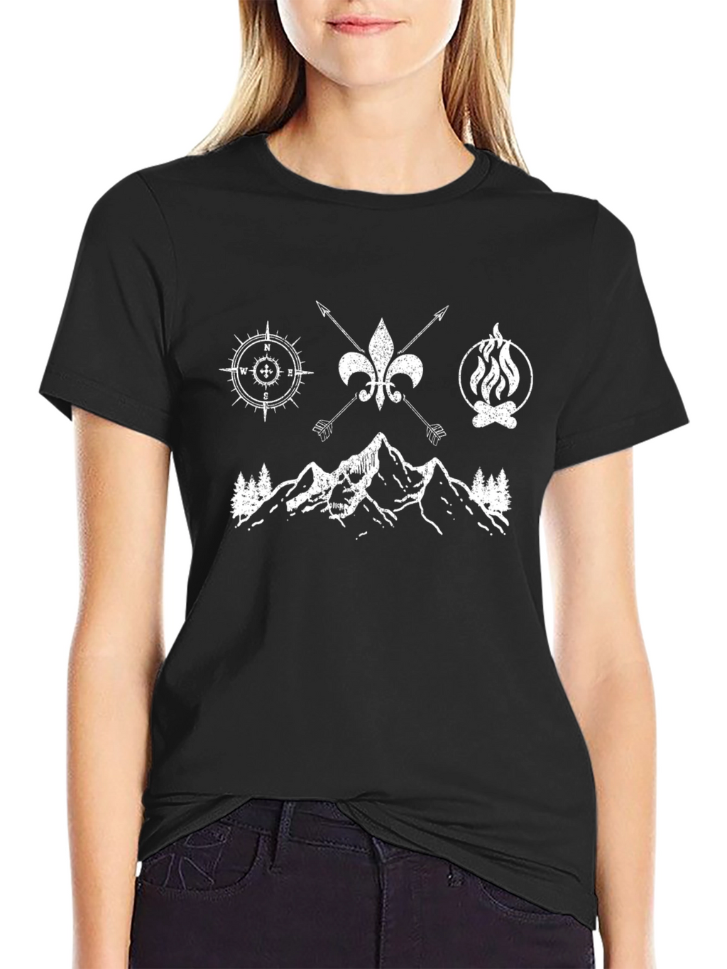 Black Camping Graphic Tee: Adventure Awaits