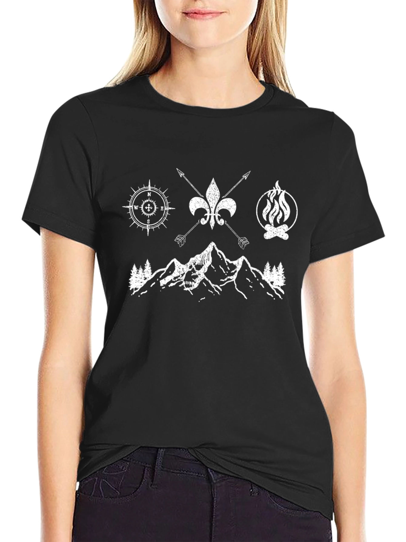 Black Camping Graphic Tee: Adventure Awaits