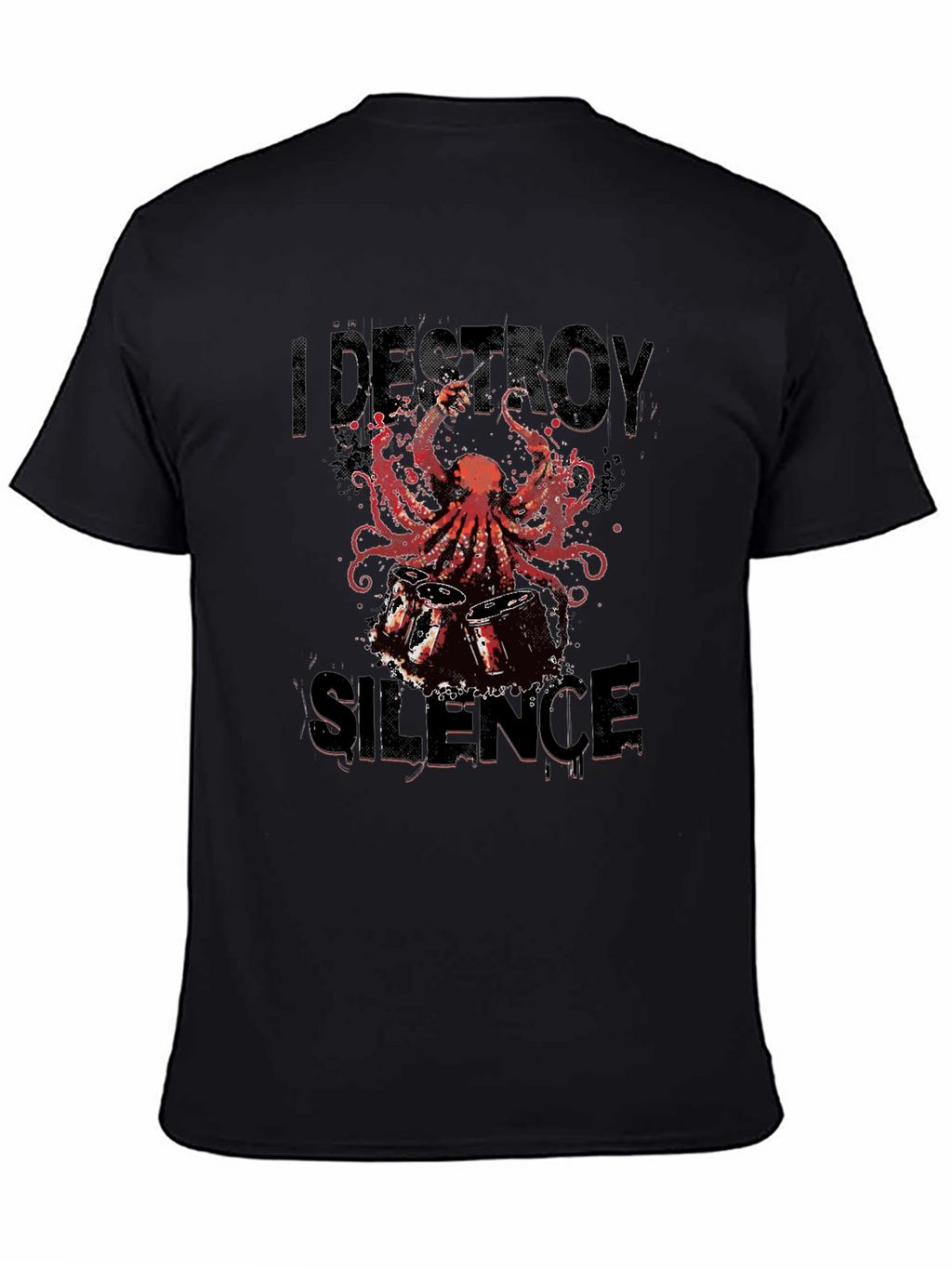 I Destroy Silence Octopus Drummer Graphic Tee