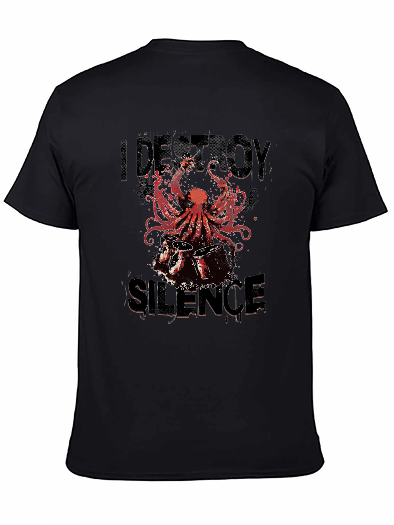 I Destroy Silence Octopus Drummer Graphic Tee
