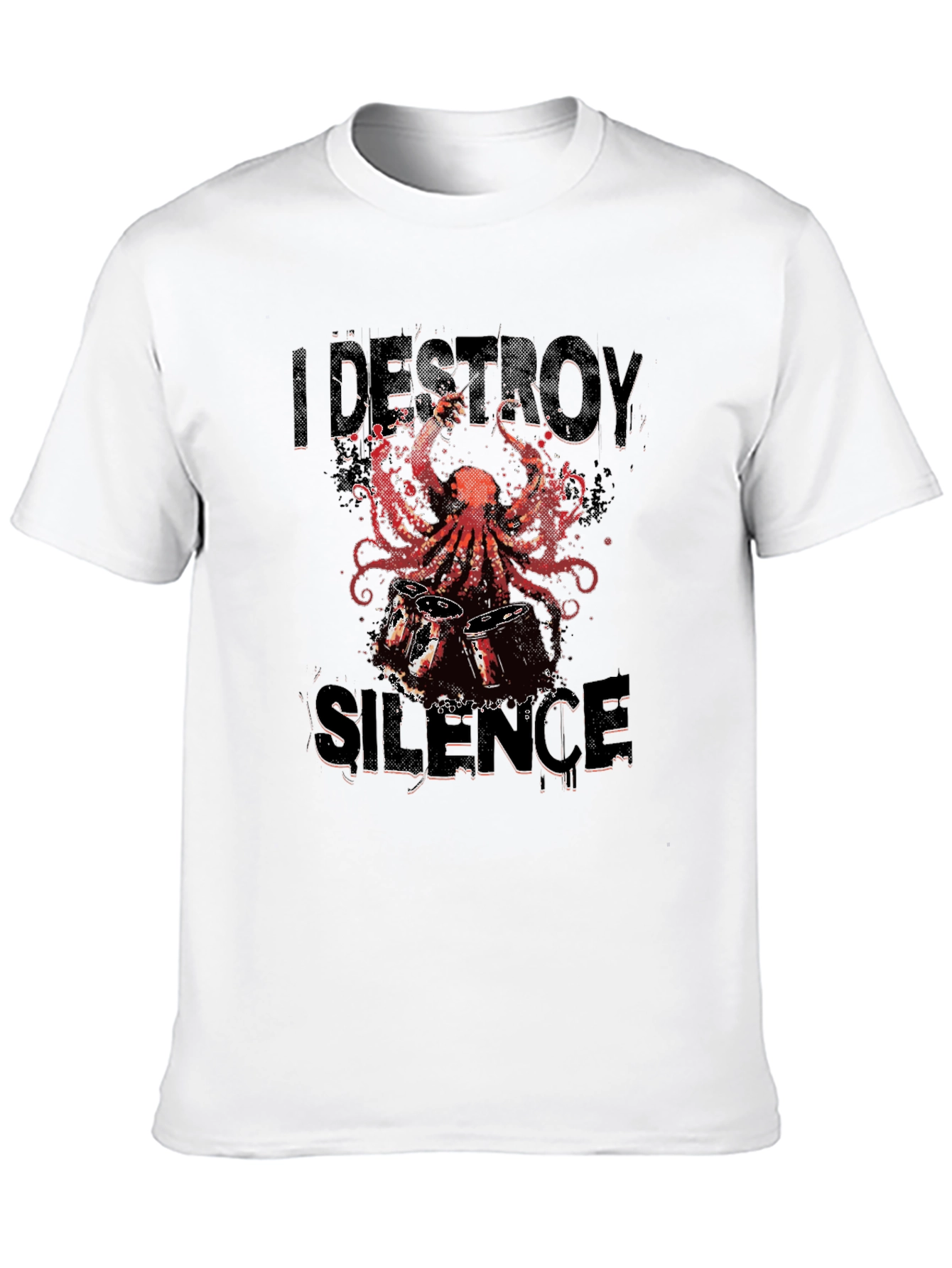 I Destroy Silence Octopus Drummer Graphic Tee