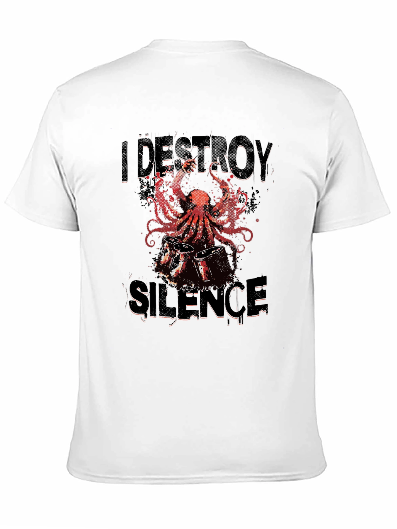 I Destroy Silence Octopus Drummer Graphic Tee