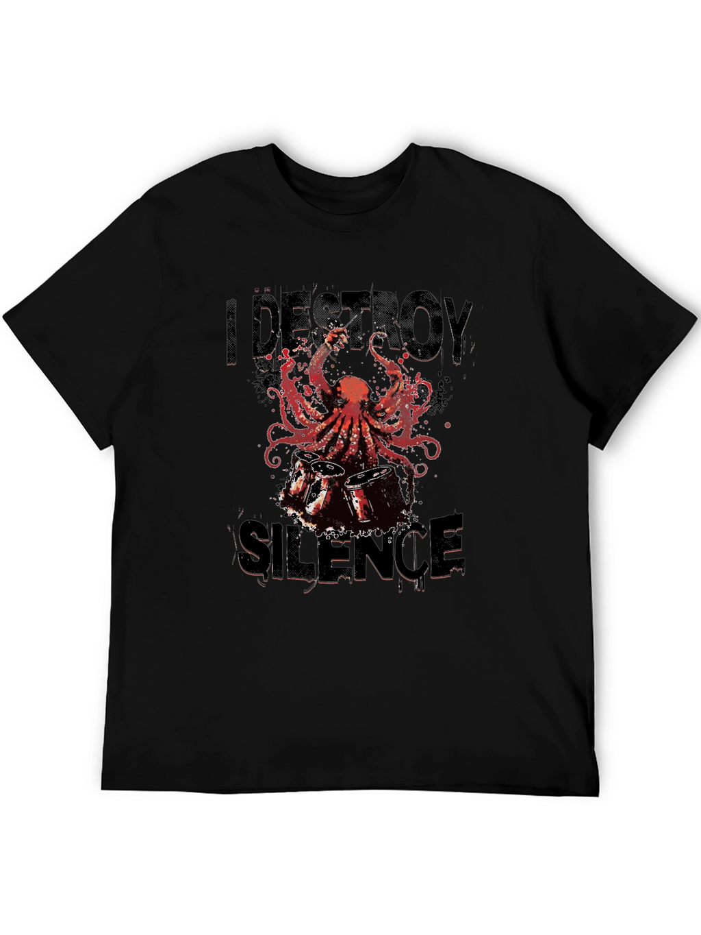 I Destroy Silence Octopus Drummer Graphic Tee