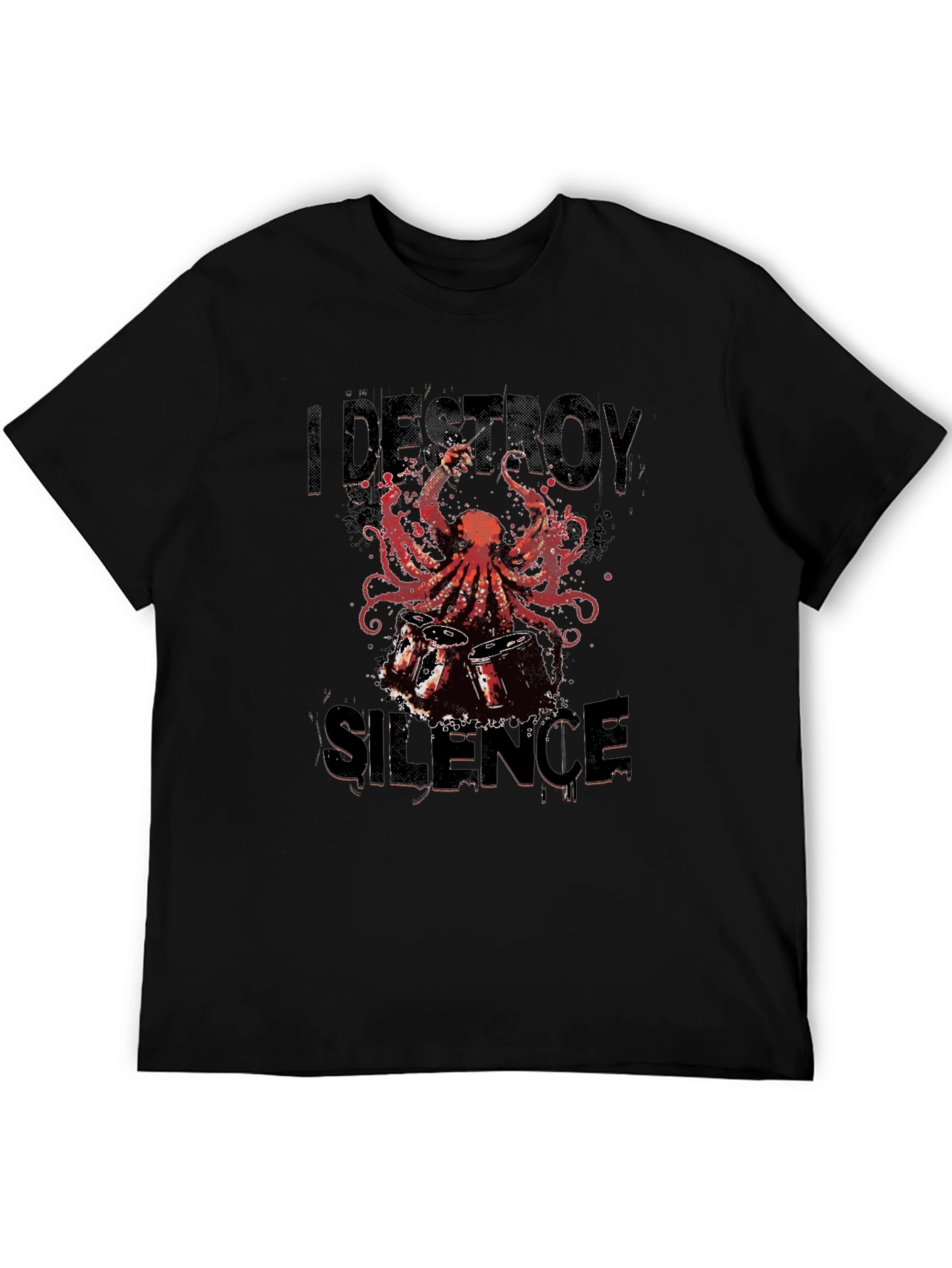 I Destroy Silence Octopus Drummer Graphic Tee
