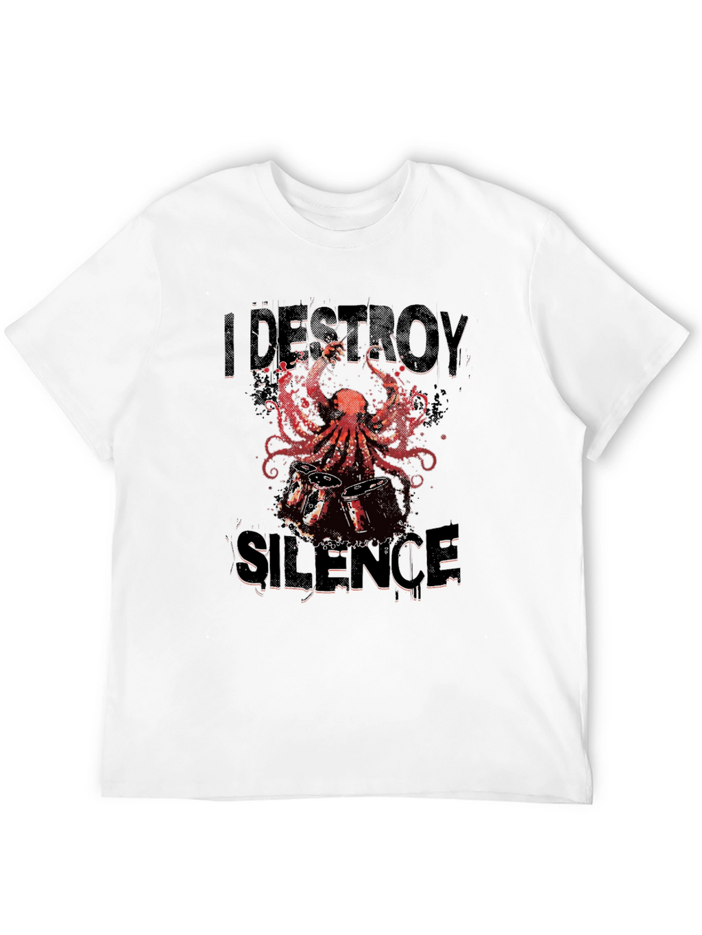 I Destroy Silence Octopus Drummer Graphic Tee