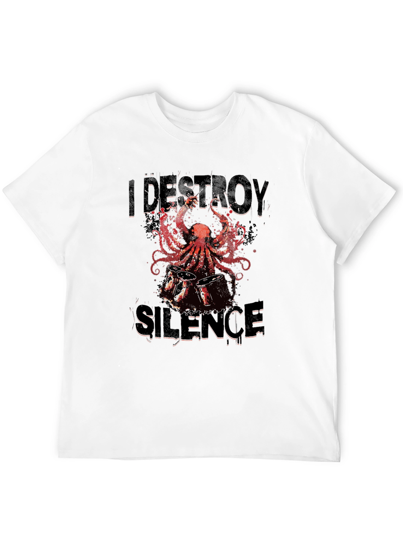I Destroy Silence Octopus Drummer Graphic Tee