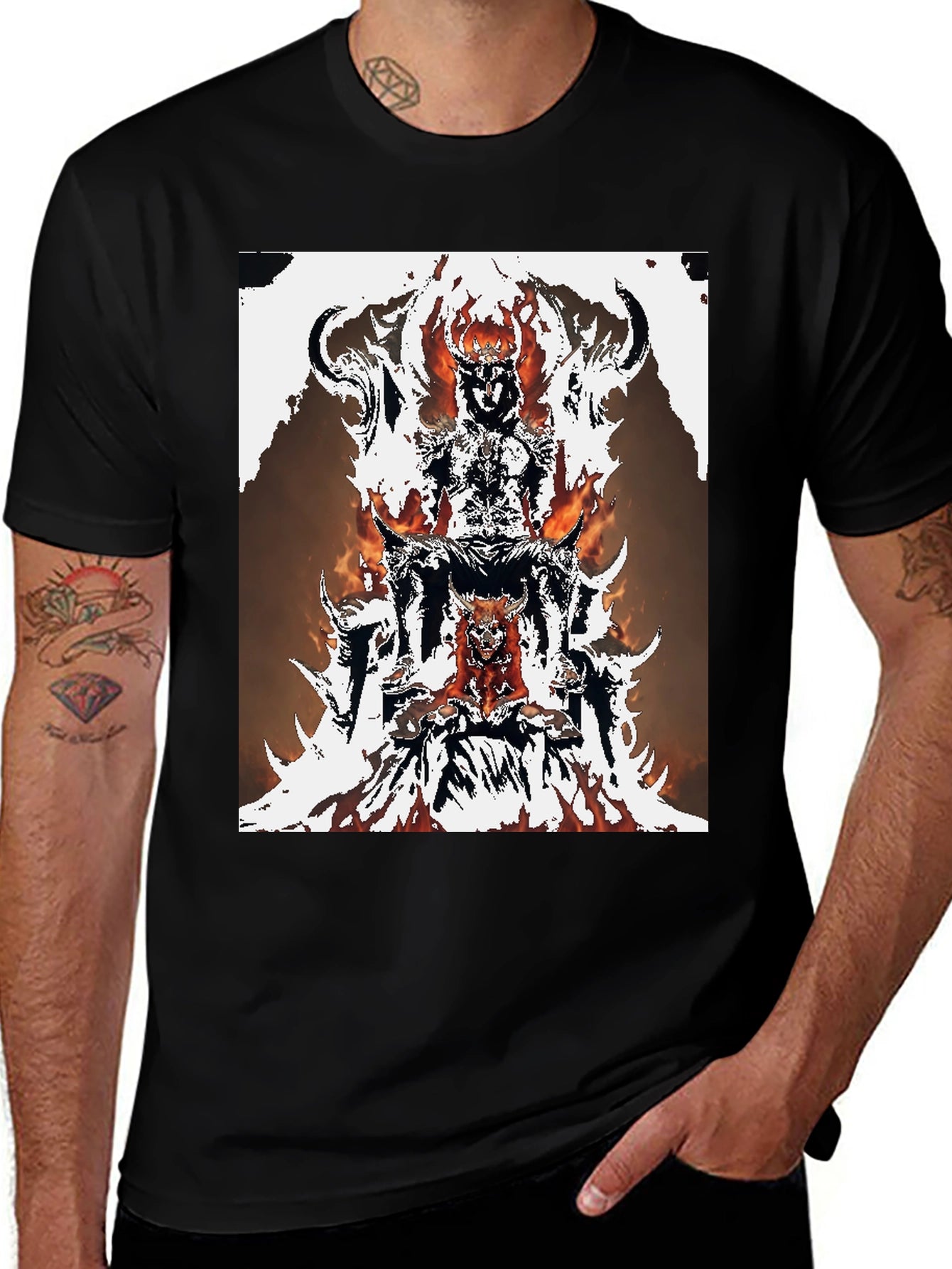 Fiery Throne Graphic Tee - Black Cotton Blend