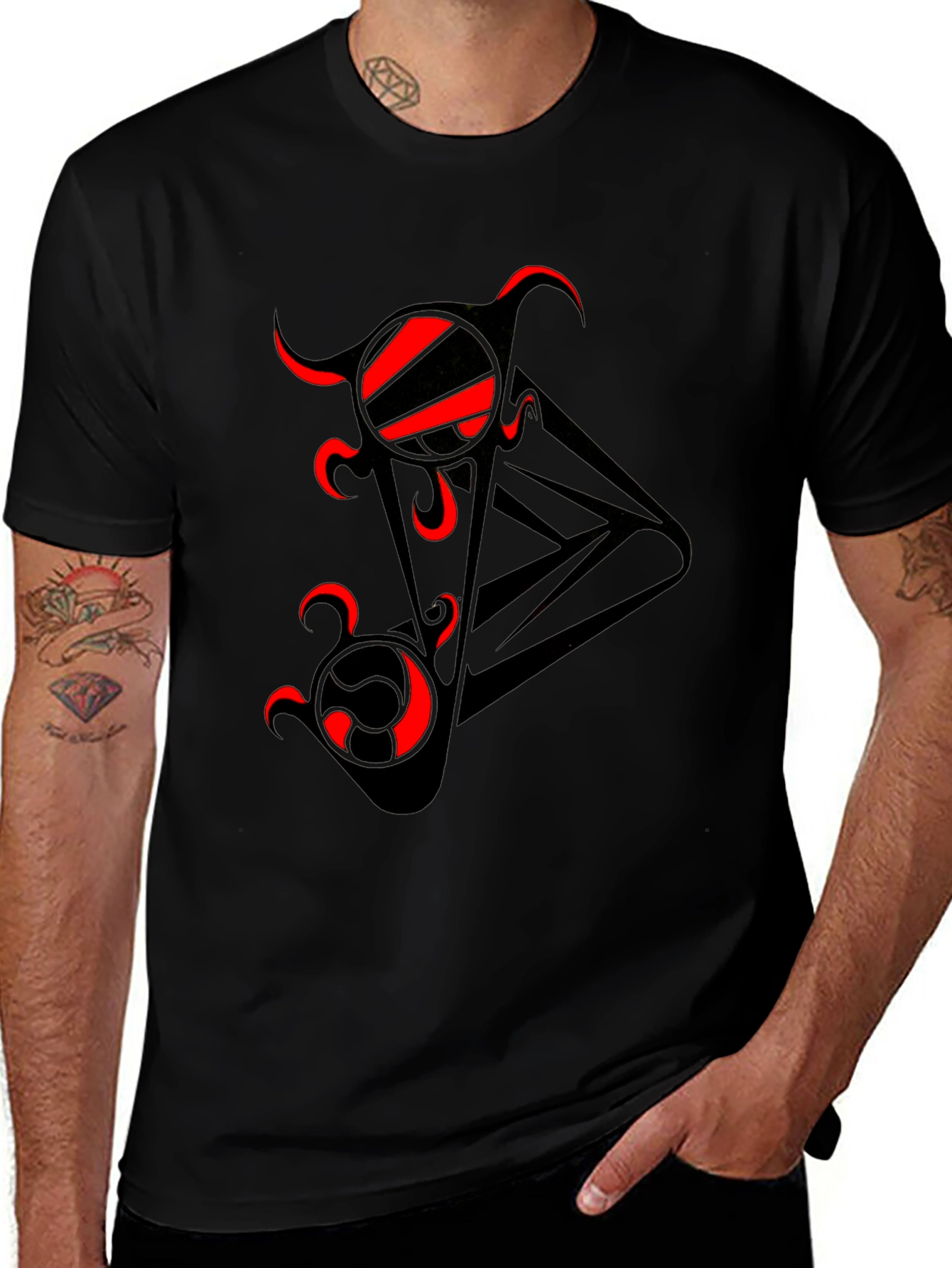 Abstract Red & Black Graphic Tee