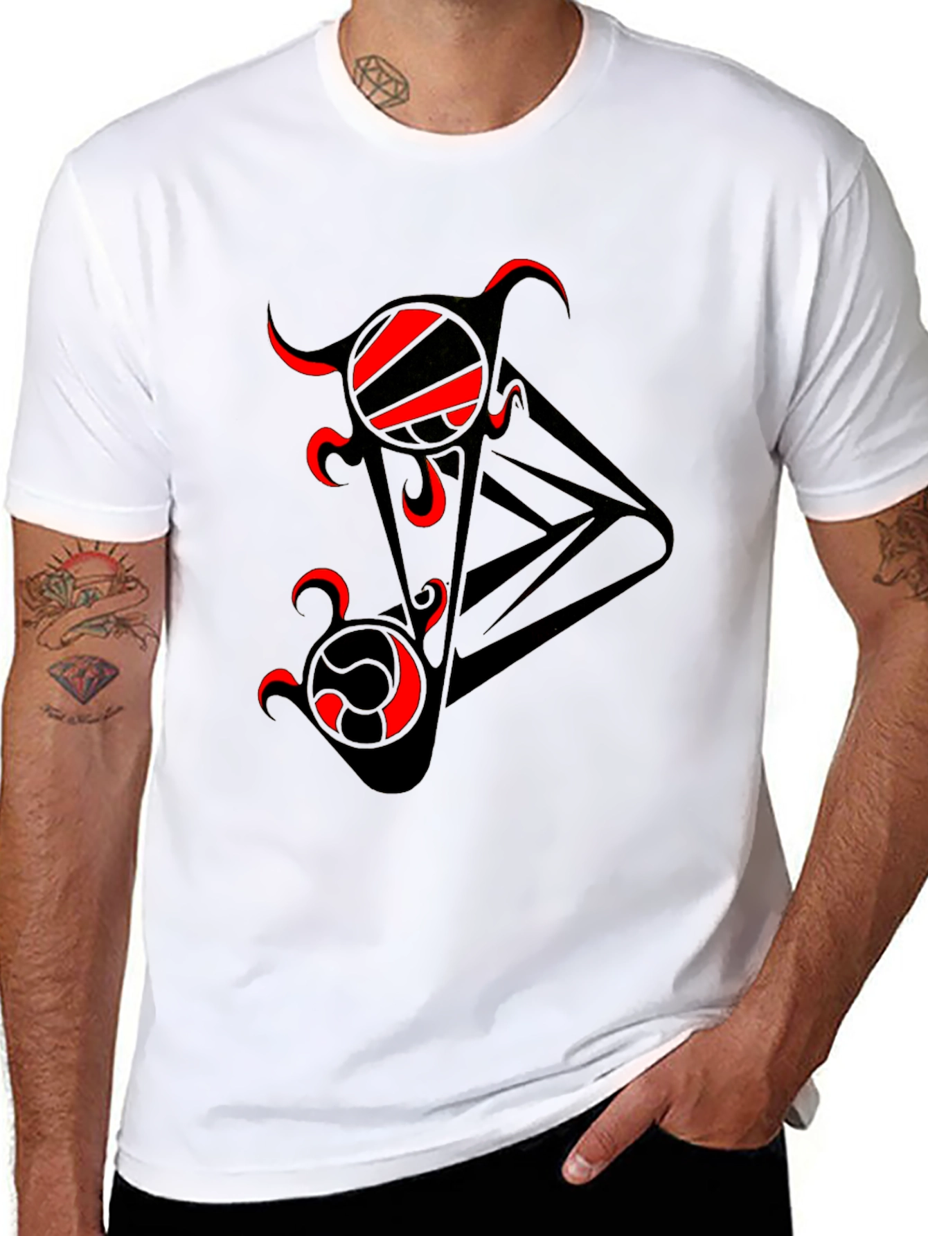 Abstract Red & Black Graphic Tee