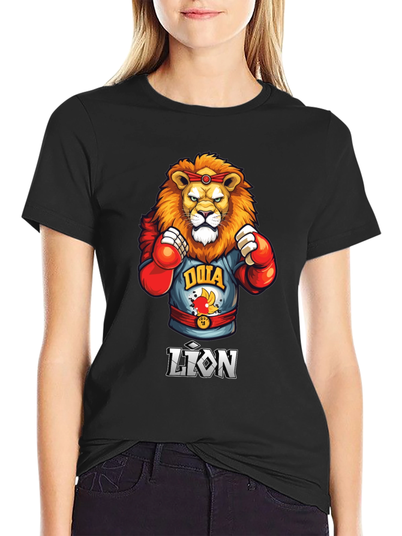 DOTA Lion Boxing T-Shirt - Black
