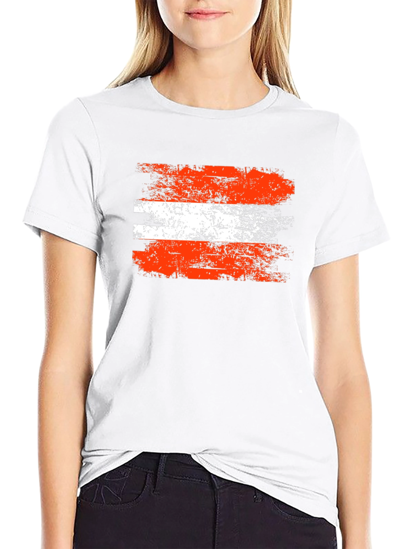 Distressed Austria Flag Graphic Tee - Black