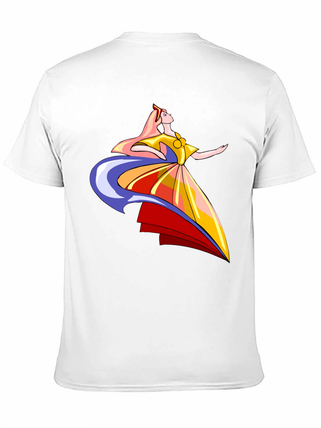 Elegant Cartoon Woman Graphic T-Shirt - Black