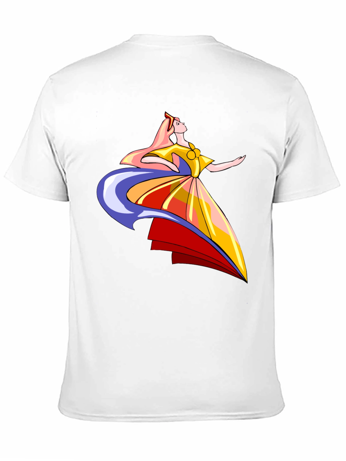 Elegant Cartoon Woman Graphic T-Shirt - Black