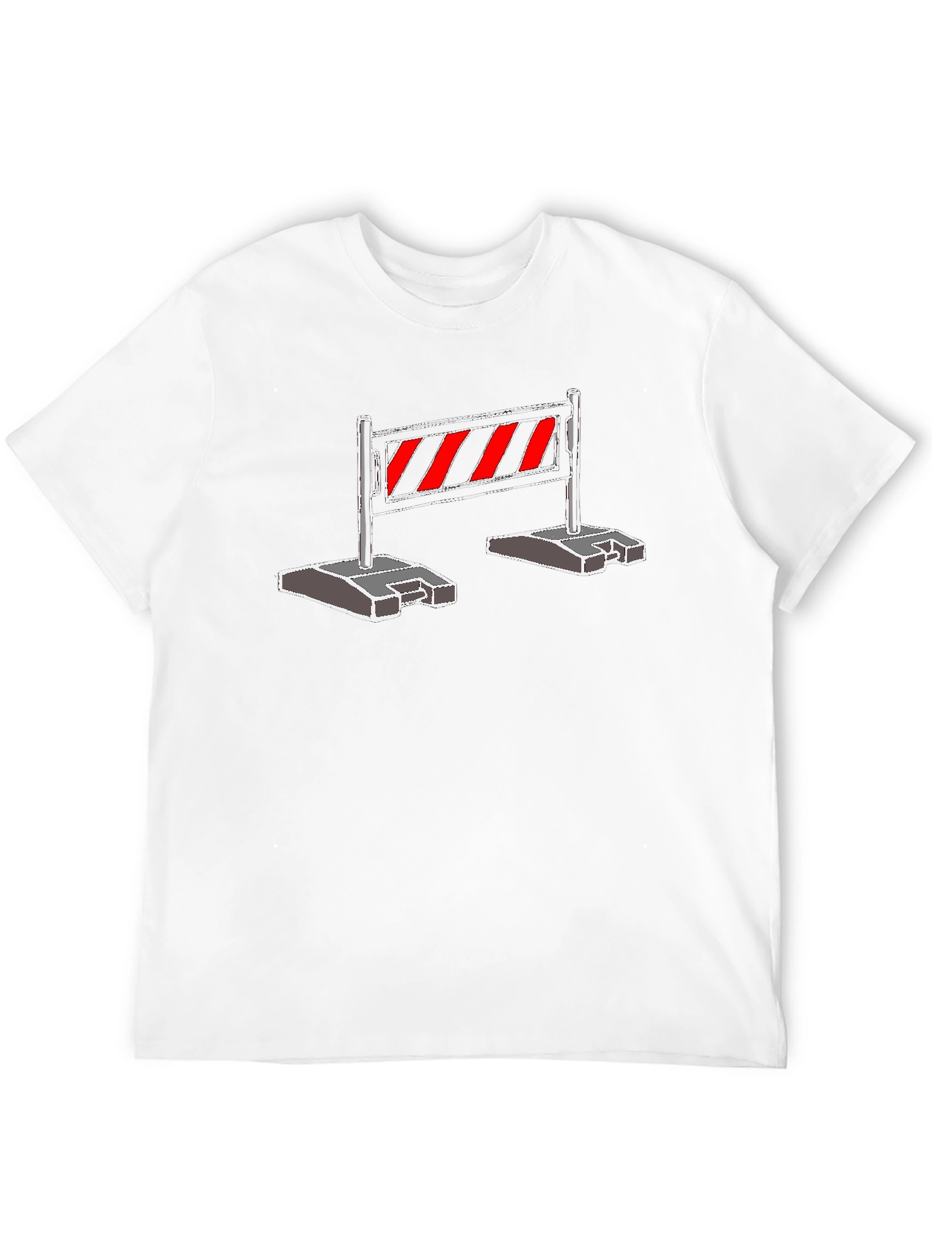 Construction Barrier Graphic Tee - Black Cotton Shirt