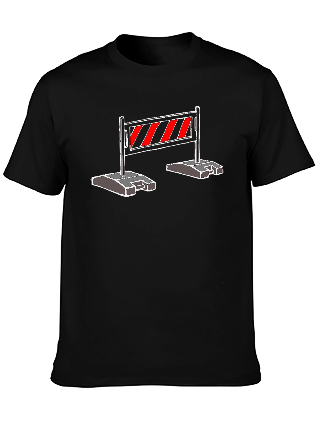 Construction Barrier Graphic Tee - Black Cotton Shirt