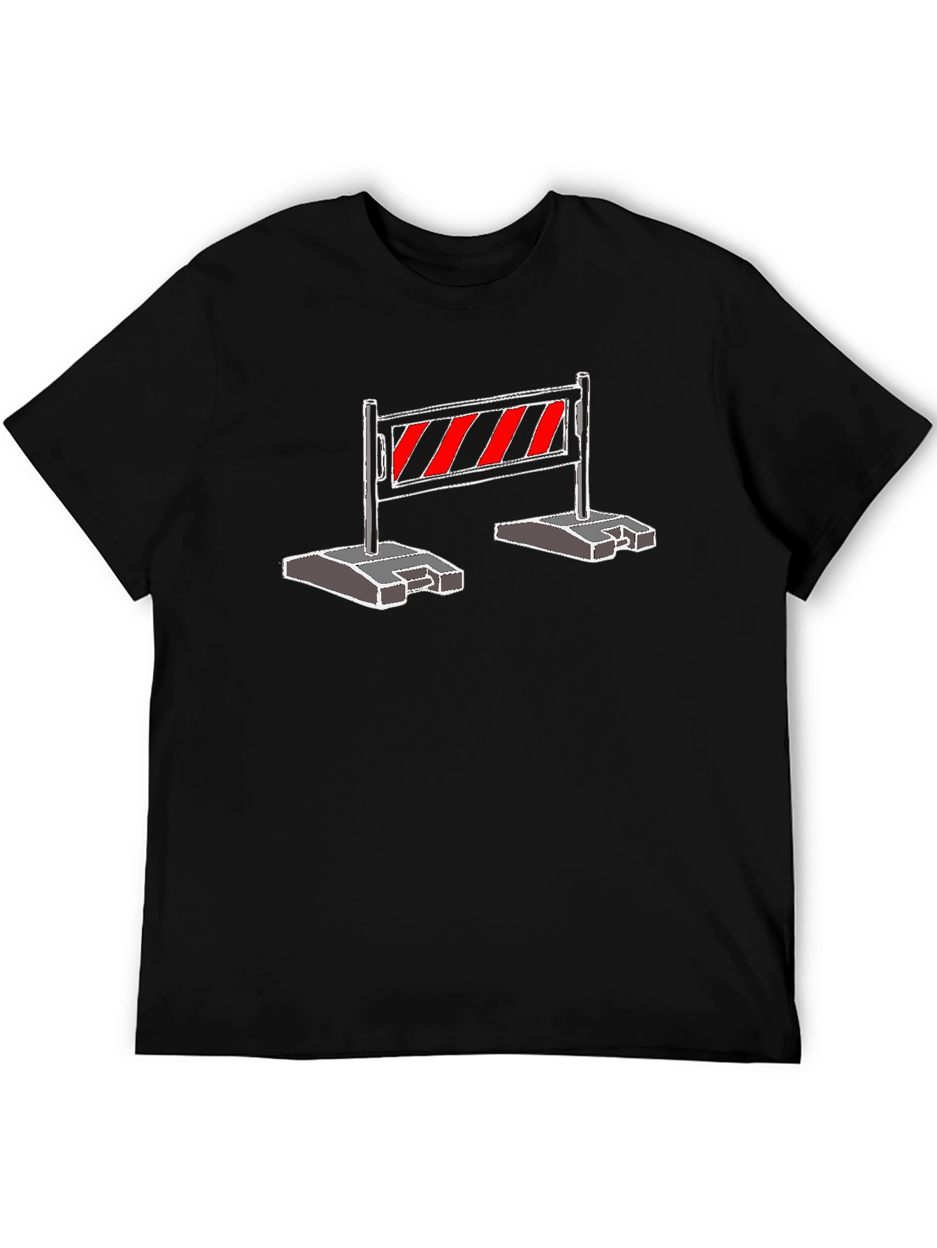 Construction Barrier Graphic Tee - Black Cotton Shirt