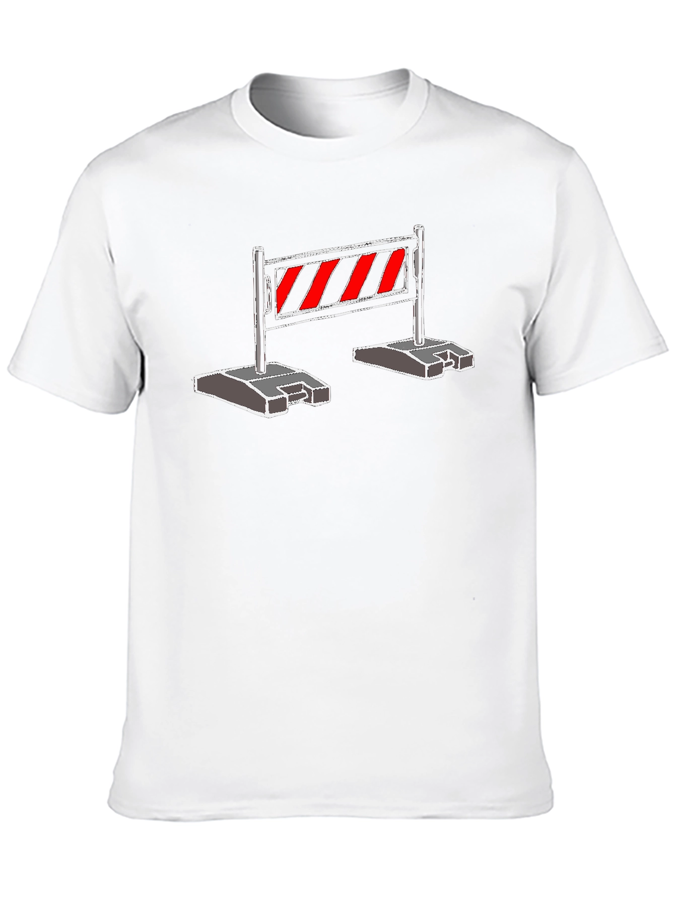 Construction Barrier Graphic Tee - Black Cotton Shirt