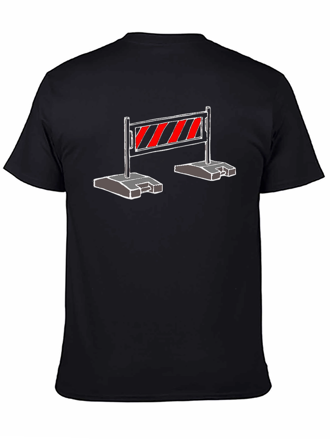 Construction Barrier Graphic Tee - Black Cotton Shirt