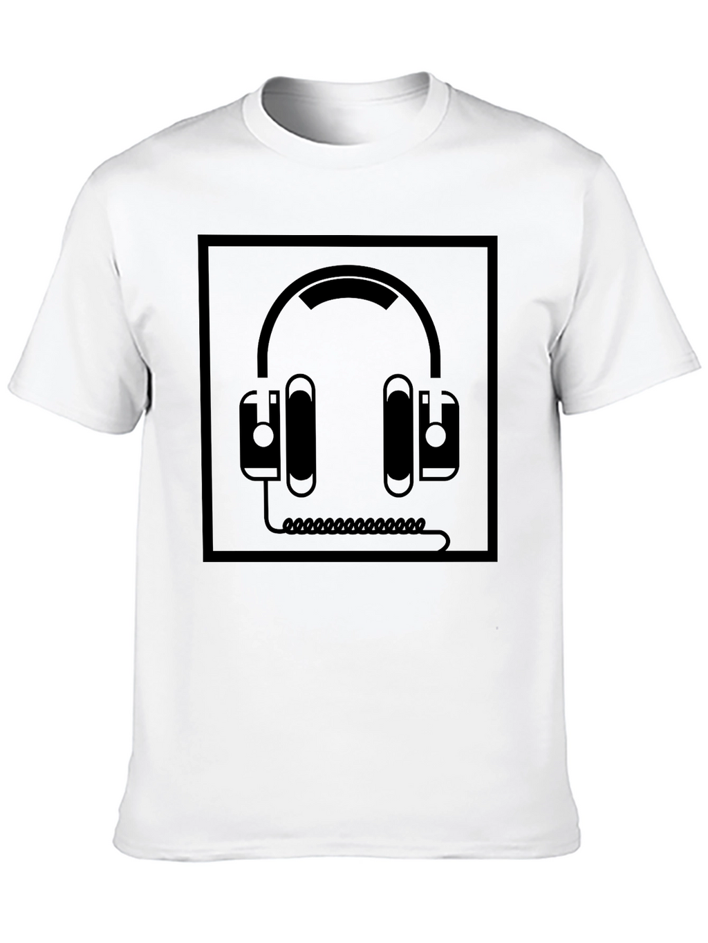 Black Graphic Tee - Headphone Design