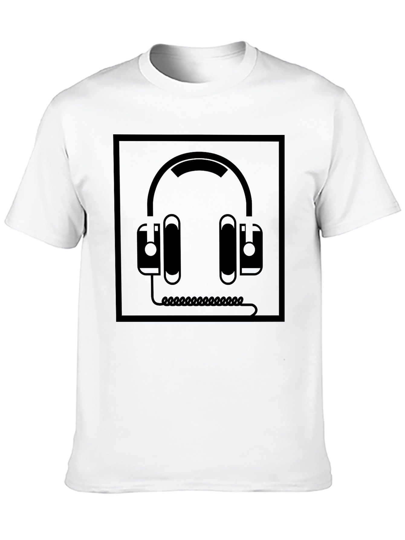 Black Graphic Tee - Headphone Design
