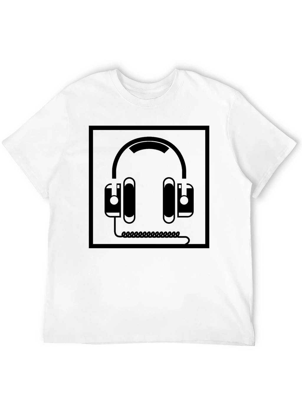 Black Graphic Tee - Headphone Design