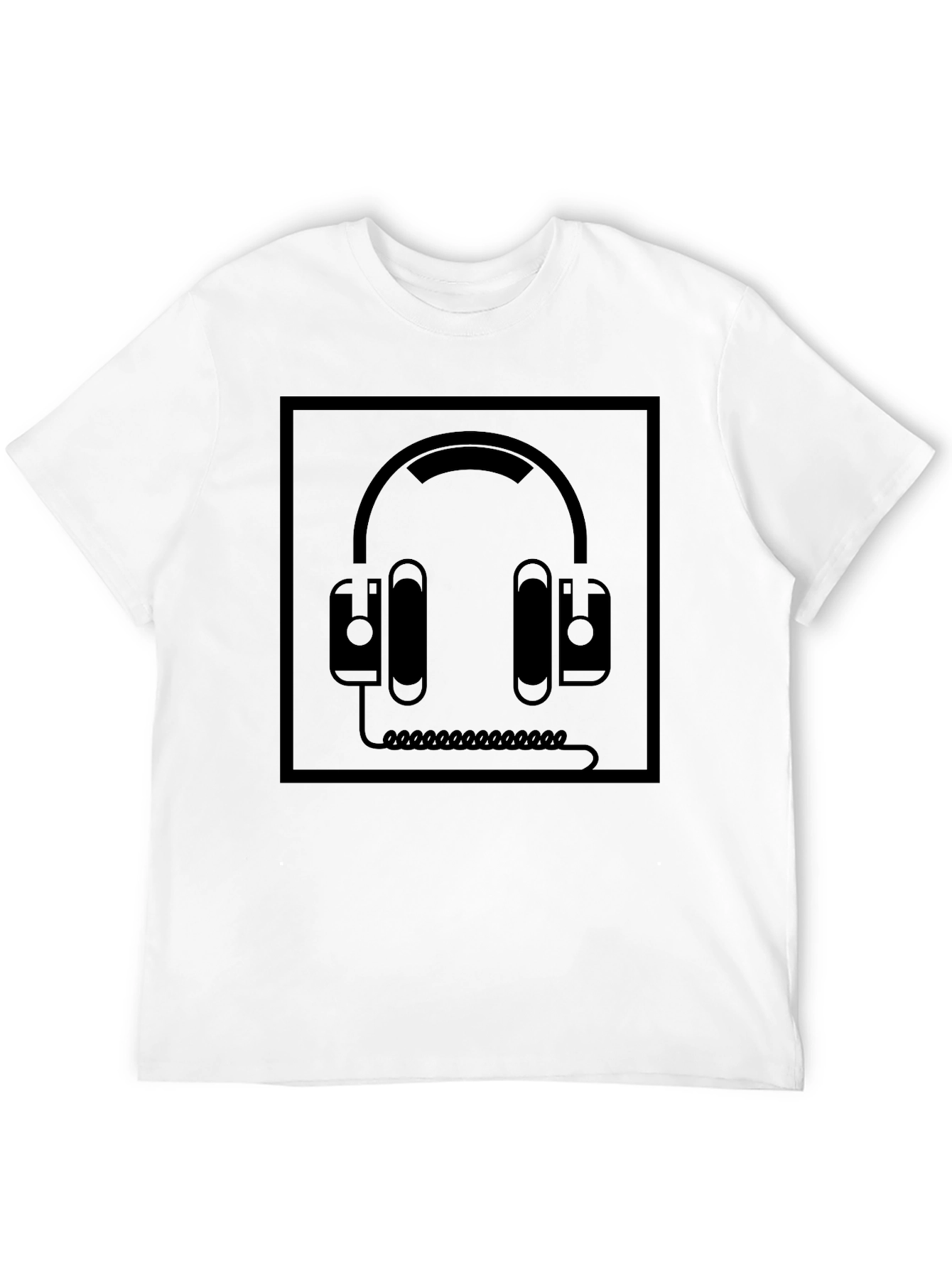 Black Graphic Tee - Headphone Design