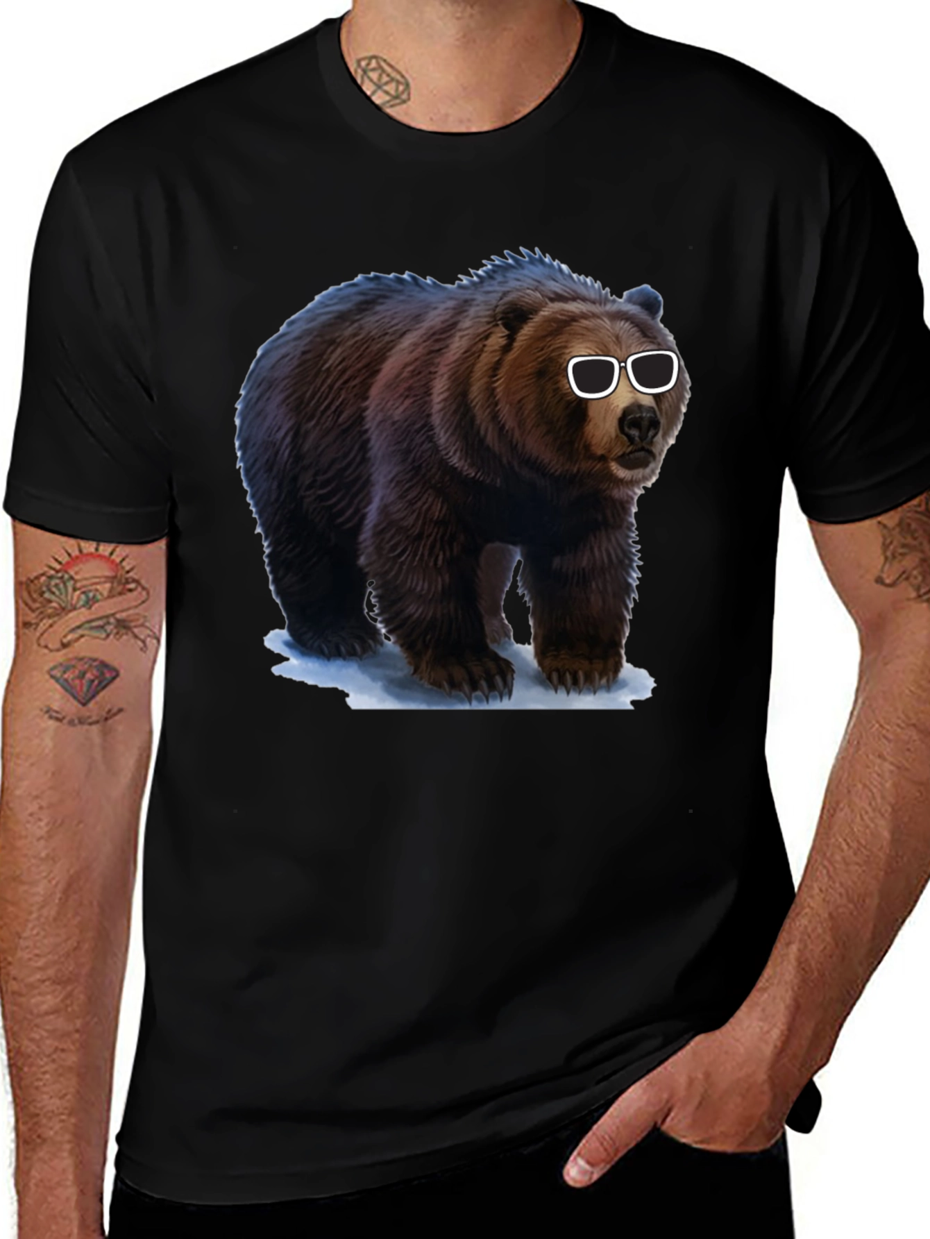 Cool Bear Graphic Tee - Black Cotton T-Shirt