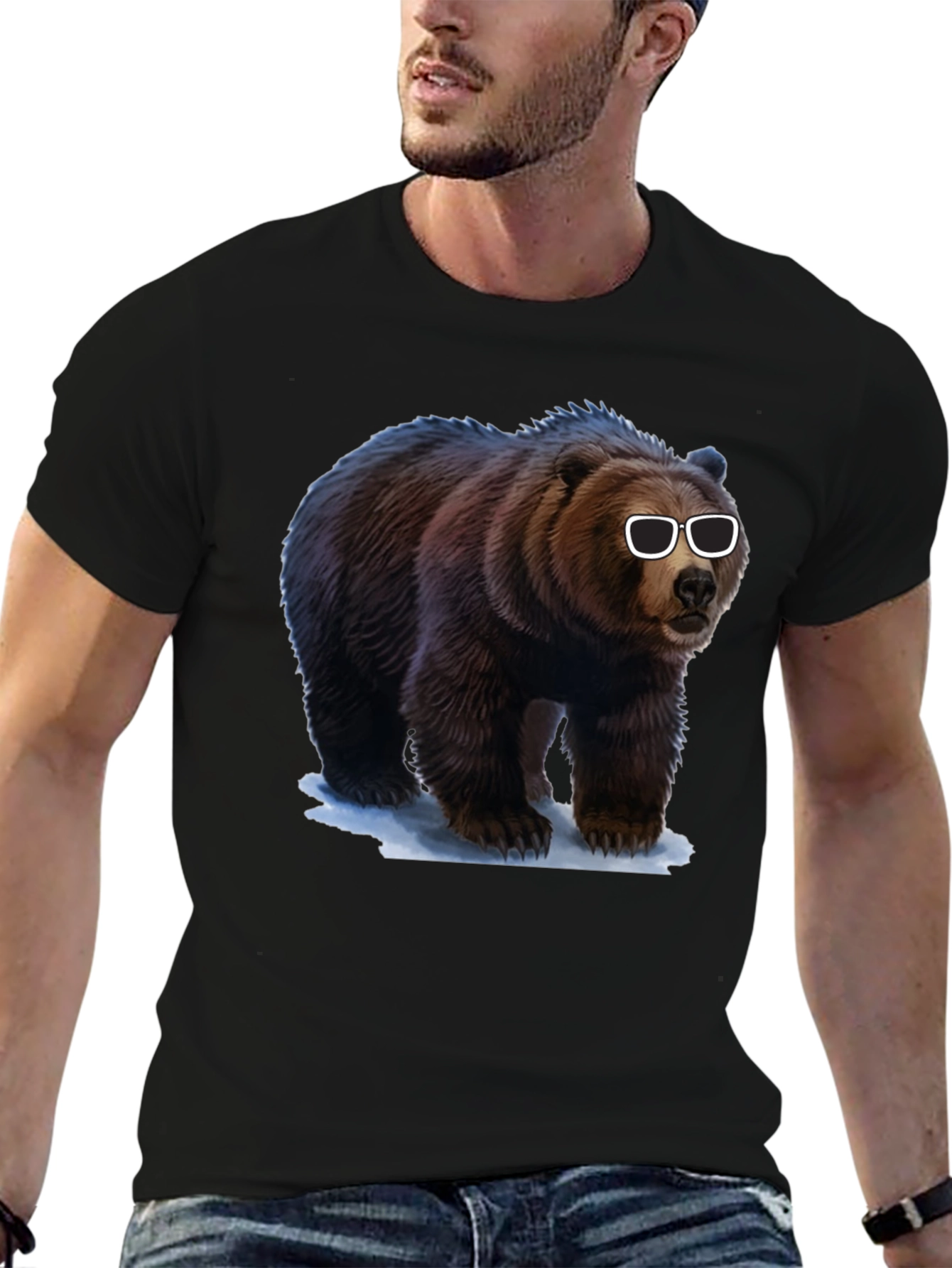 Cool Bear Graphic Tee - Black Cotton T-Shirt