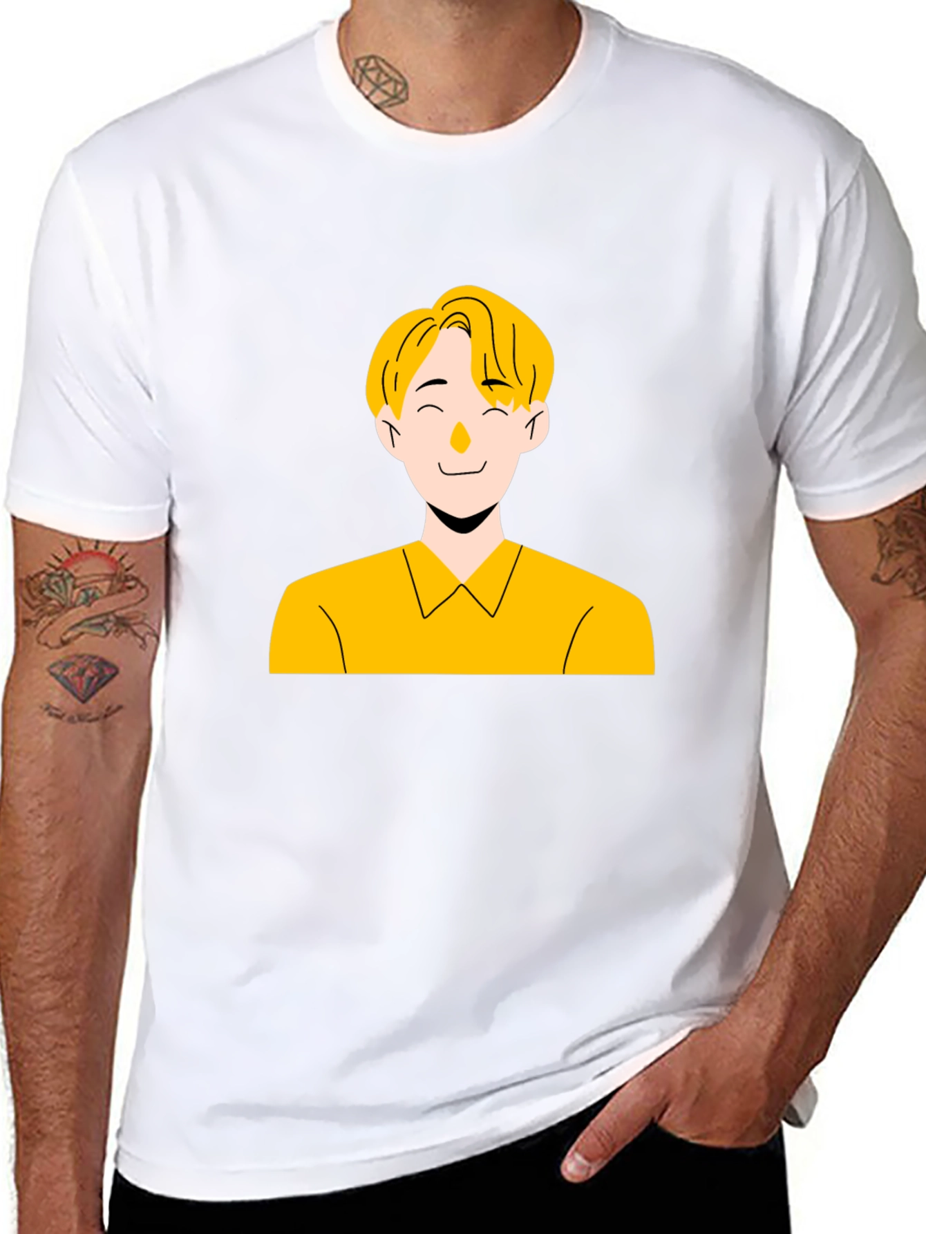 Cool Graphic Tee - Illustrated Mans Portrait