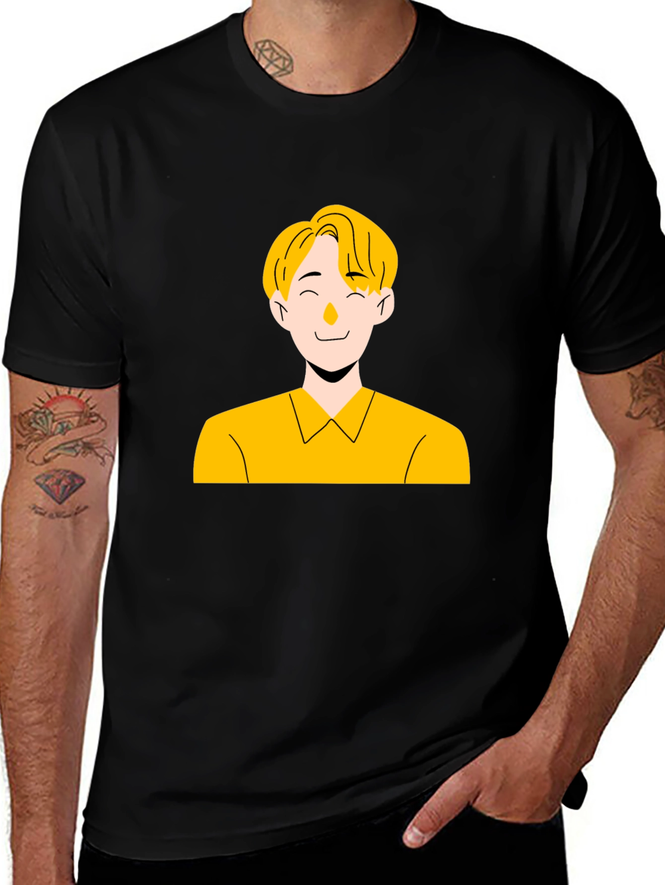 Cool Graphic Tee - Illustrated Mans Portrait