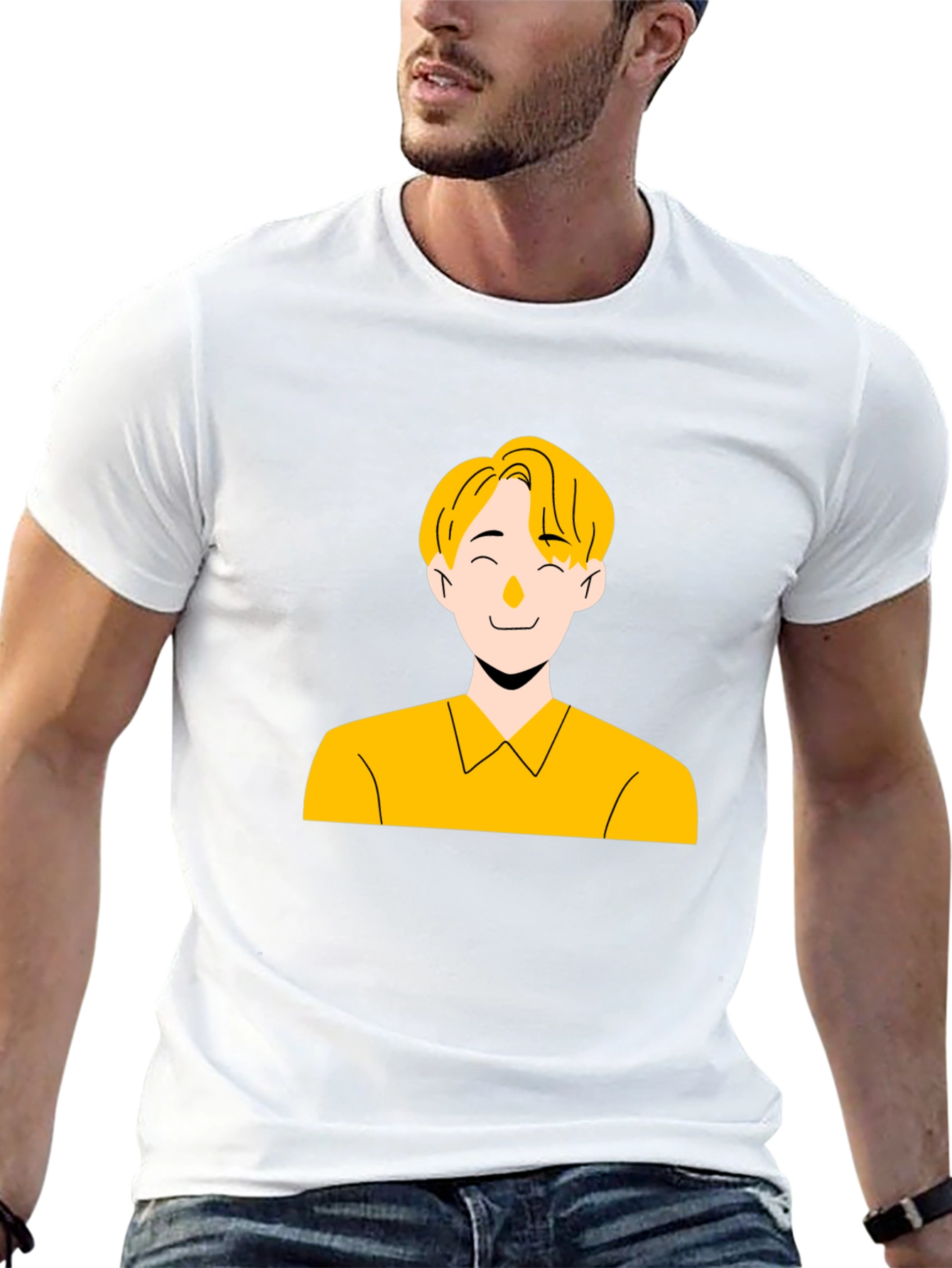 Cool Graphic Tee - Illustrated Mans Portrait