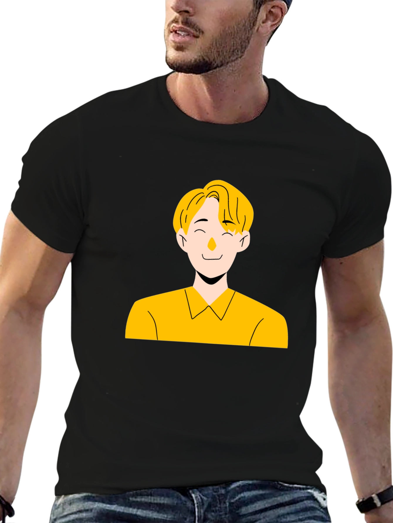 Cool Graphic Tee - Illustrated Mans Portrait