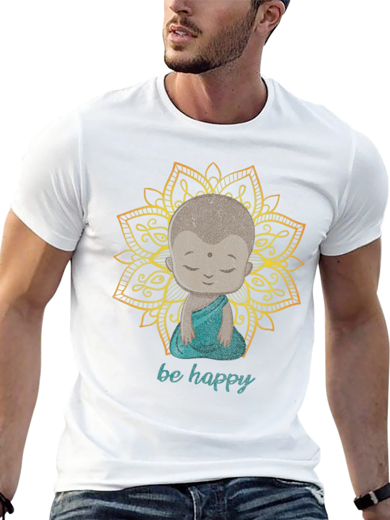 Be Happy Buddha Graphic Tee - Black