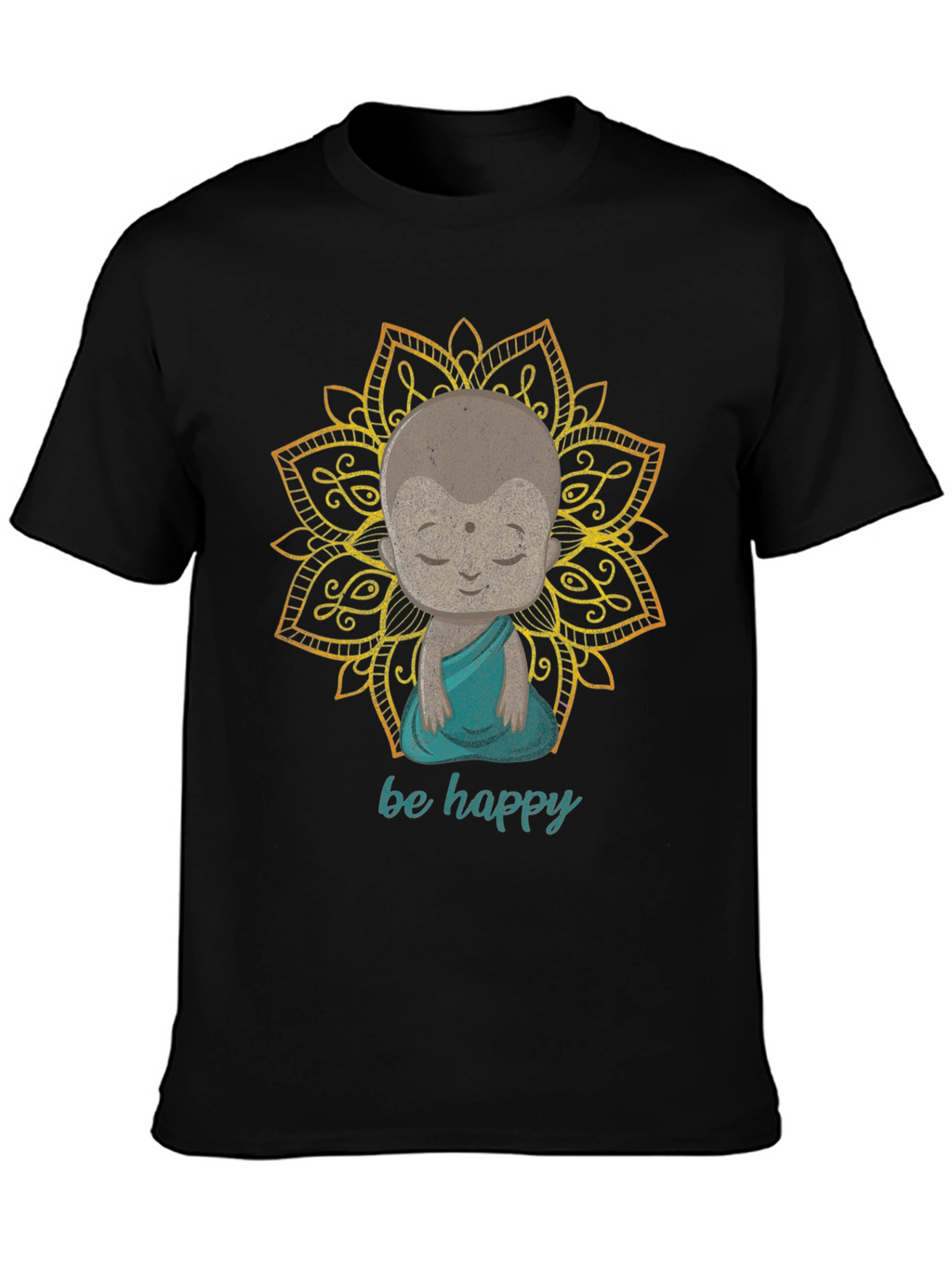 Be Happy Buddha Graphic Tee - Black