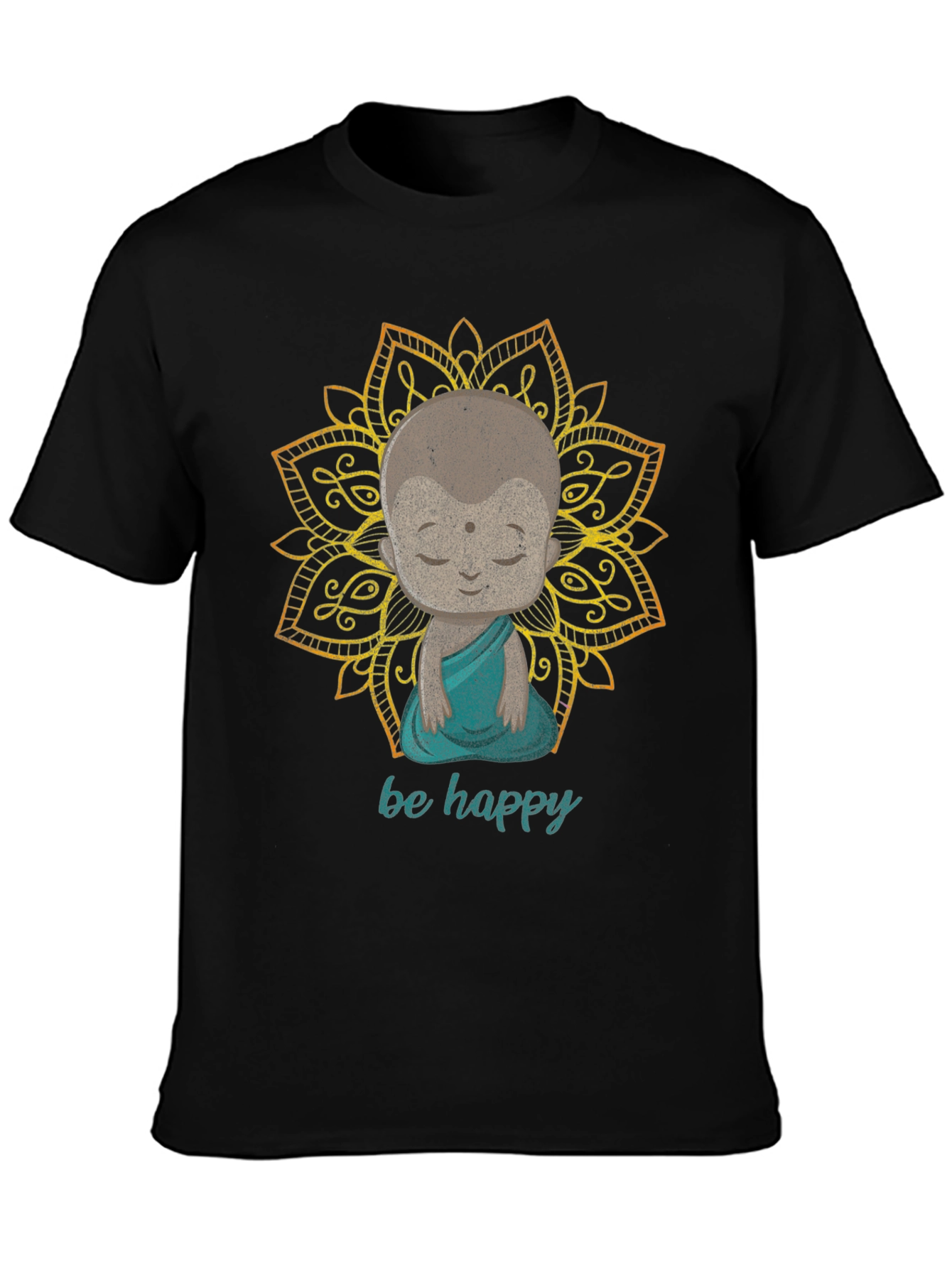 Be Happy Buddha Graphic Tee - Black