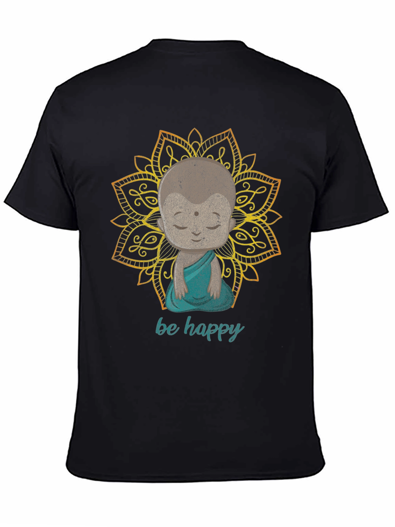 Be Happy Buddha Graphic Tee - Black