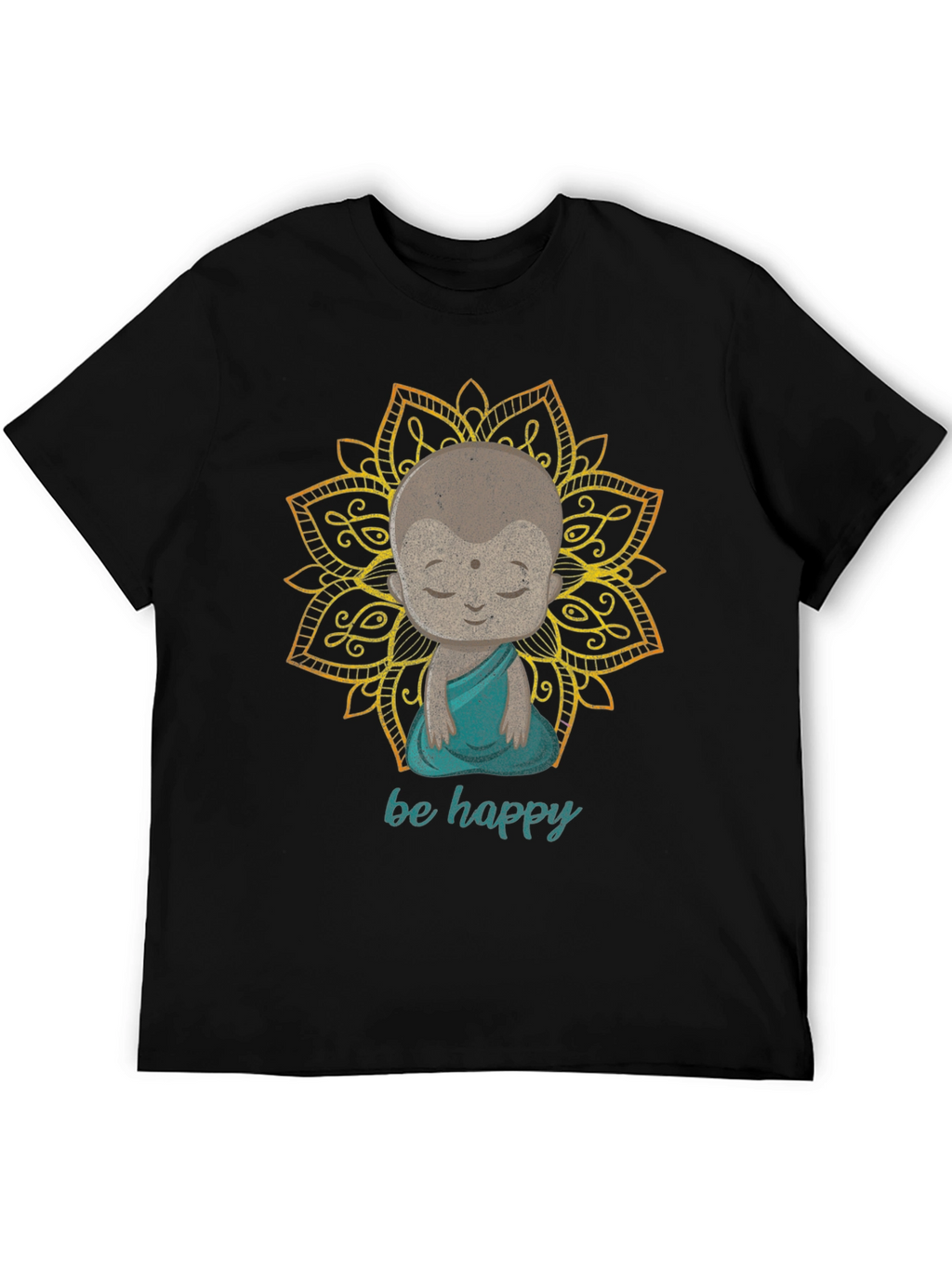 Be Happy Buddha Graphic Tee - Black