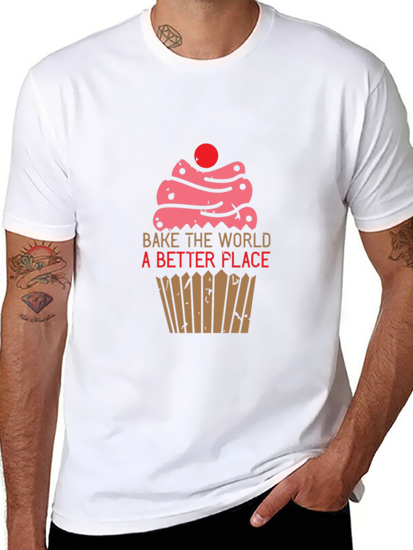 Bake the World Better T-Shirt -  Cupcake Design