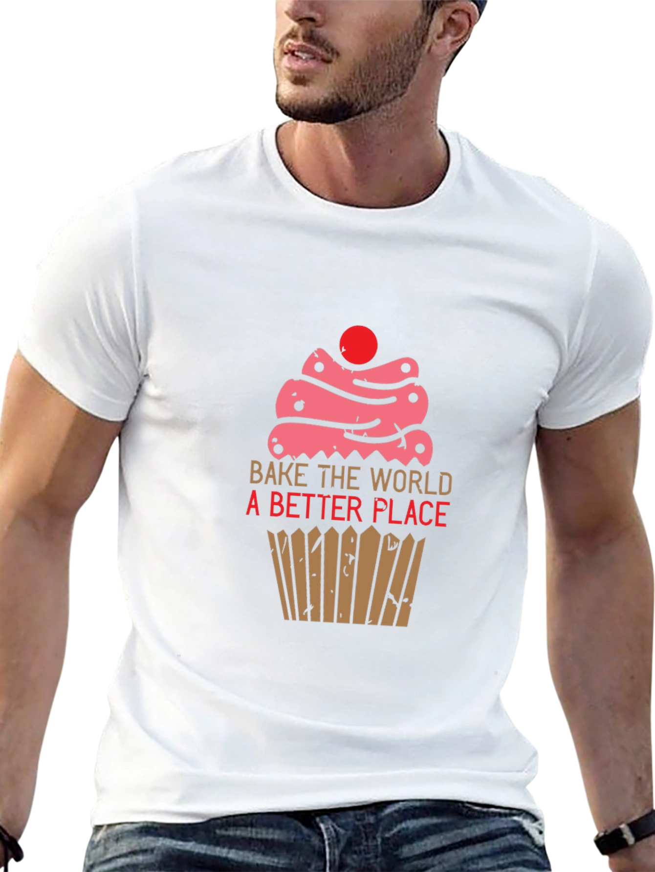 Bake the World Better T-Shirt -  Cupcake Design