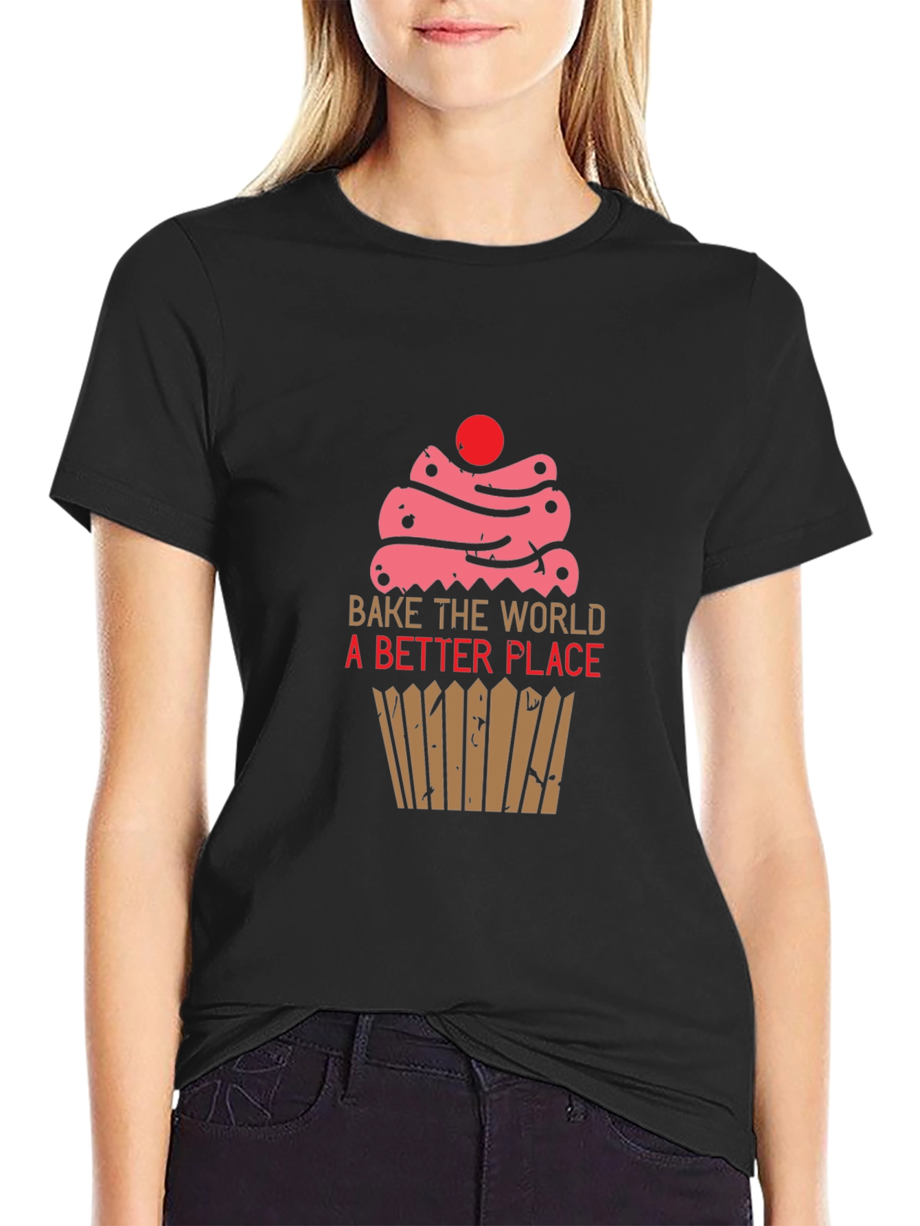 Bake the World Better T-Shirt -  Cupcake Design