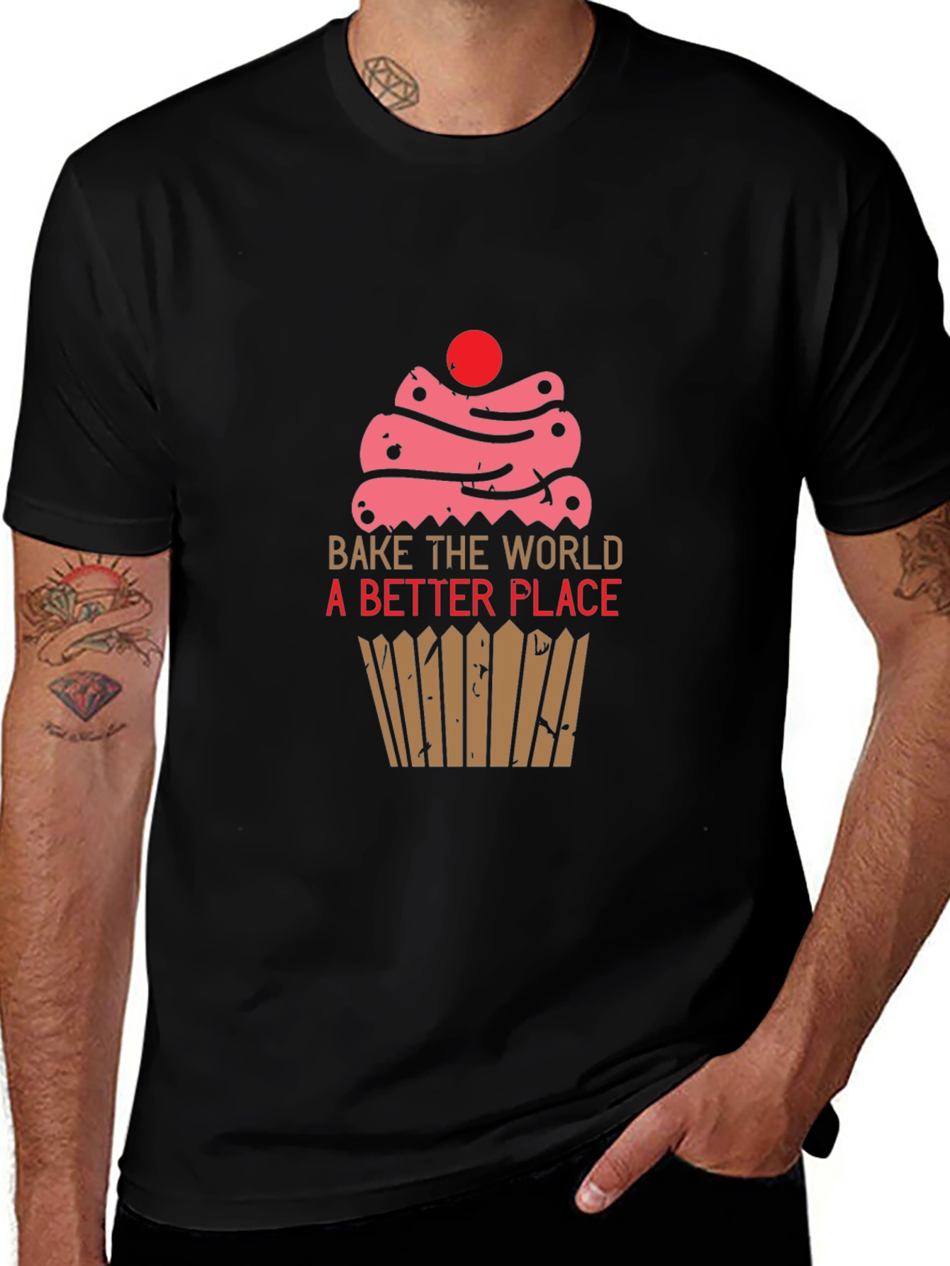 Bake the World Better T-Shirt -  Cupcake Design