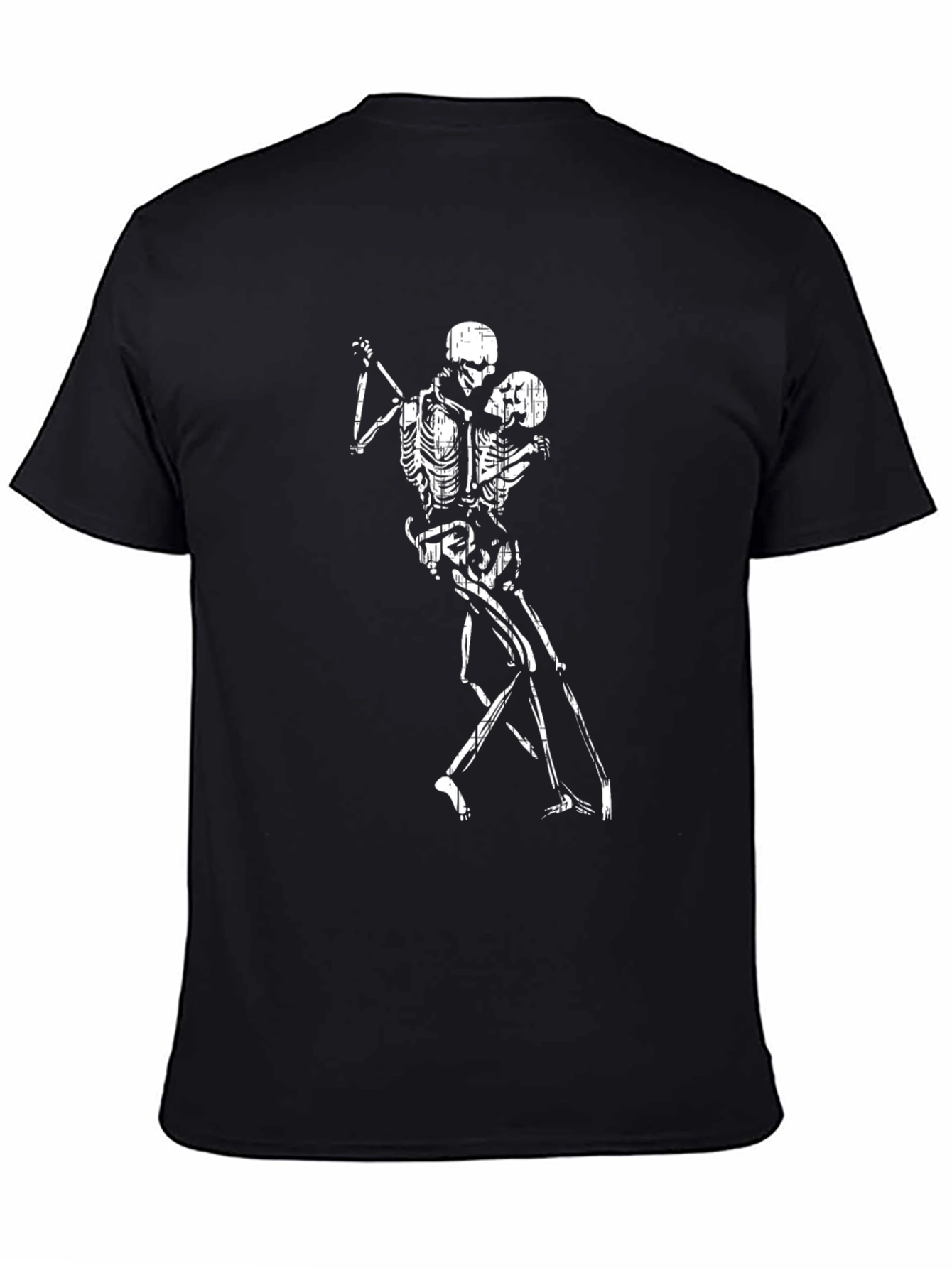 Dancing Skeletons Graphic Tee - Black Cotton