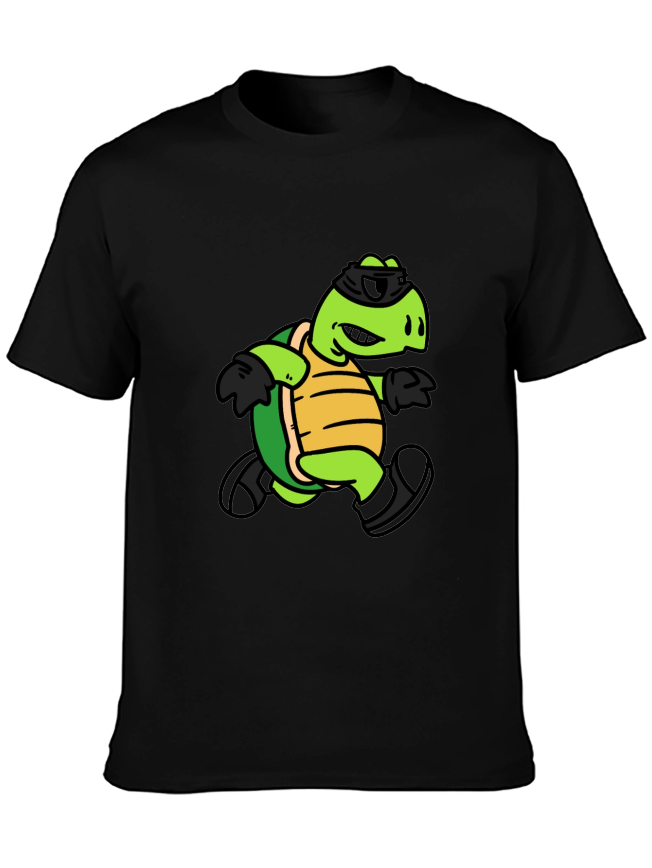Cool Turtle Graphic Tee - Black Cotton T-Shirt