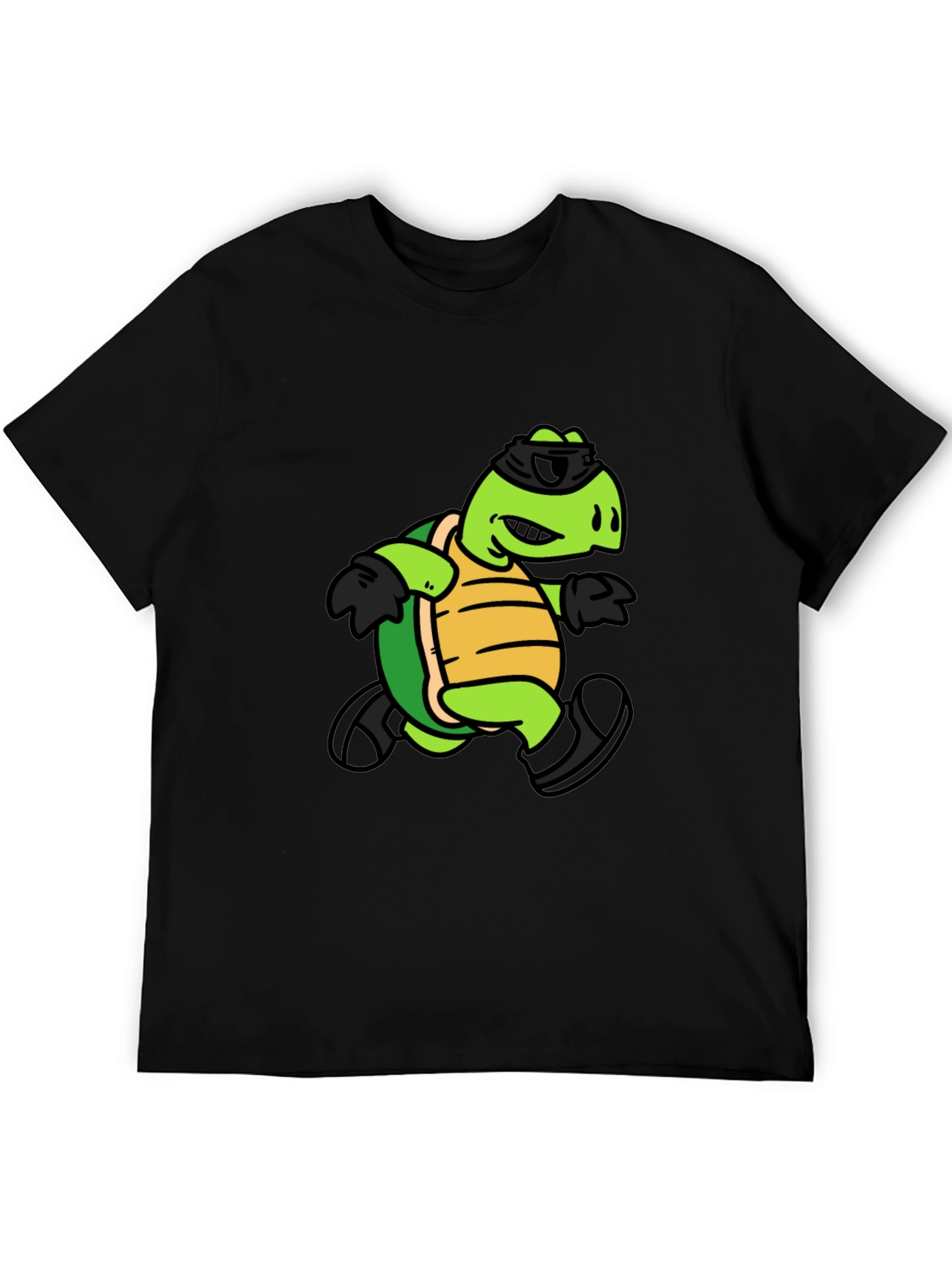 Cool Turtle Graphic Tee - Black Cotton T-Shirt