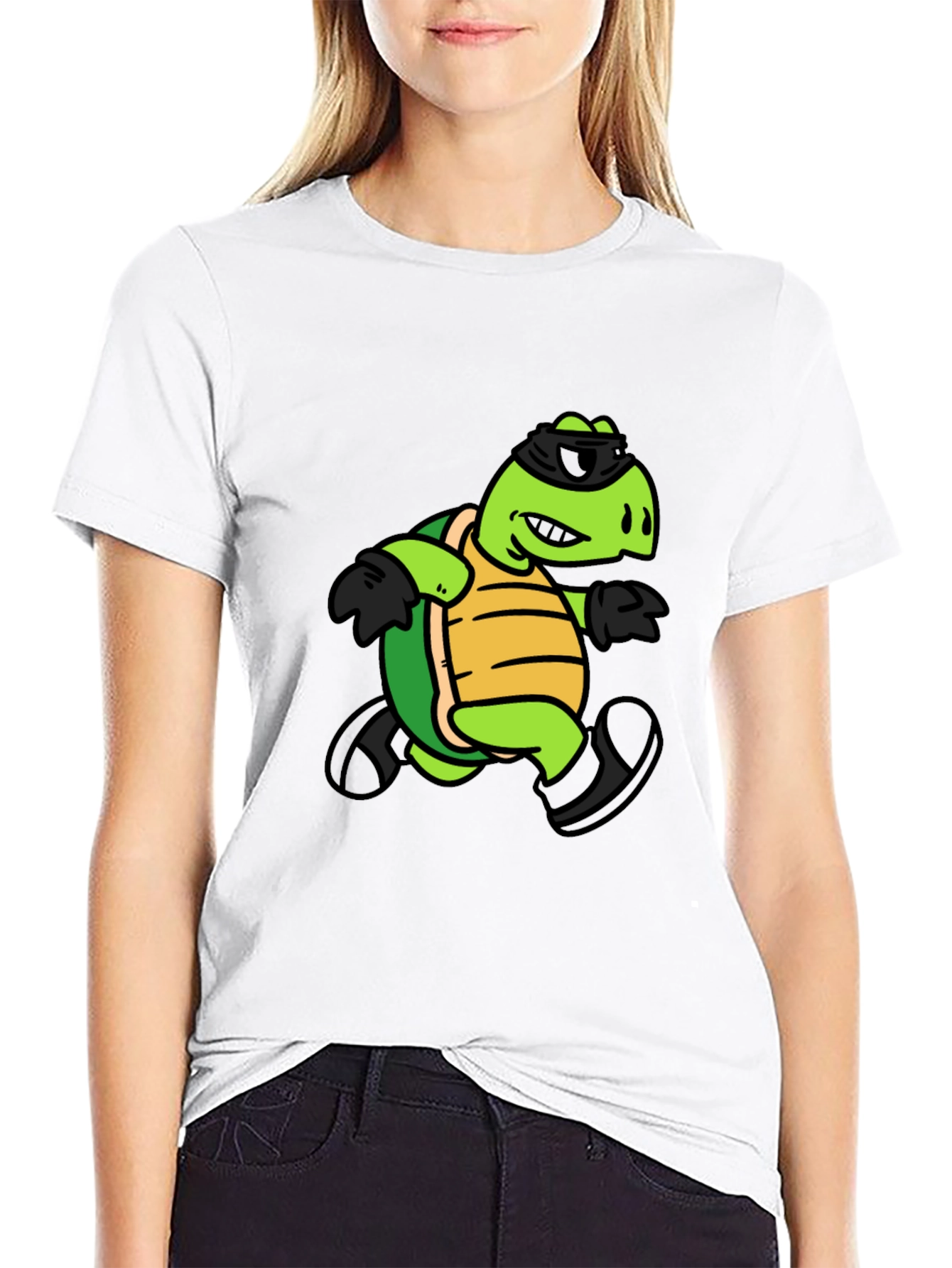 Cool Turtle Graphic Tee - Black Cotton T-Shirt