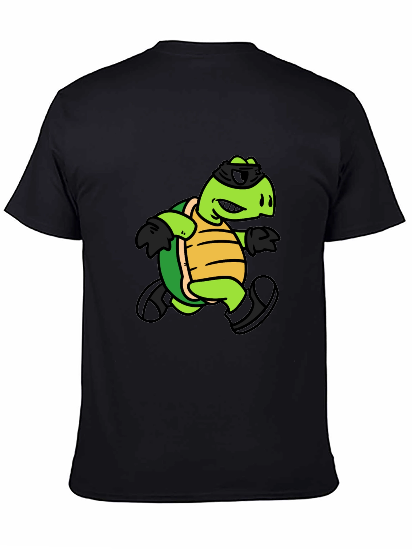 Cool Turtle Graphic Tee - Black Cotton T-Shirt