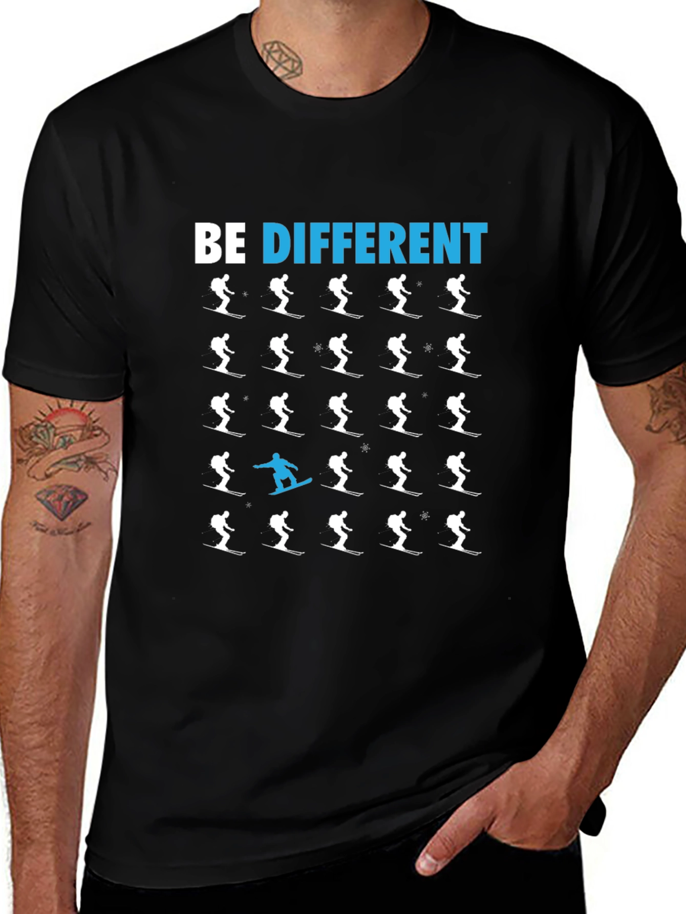 Be Different T-Shirt Ski Snowboard Novelty Tee
