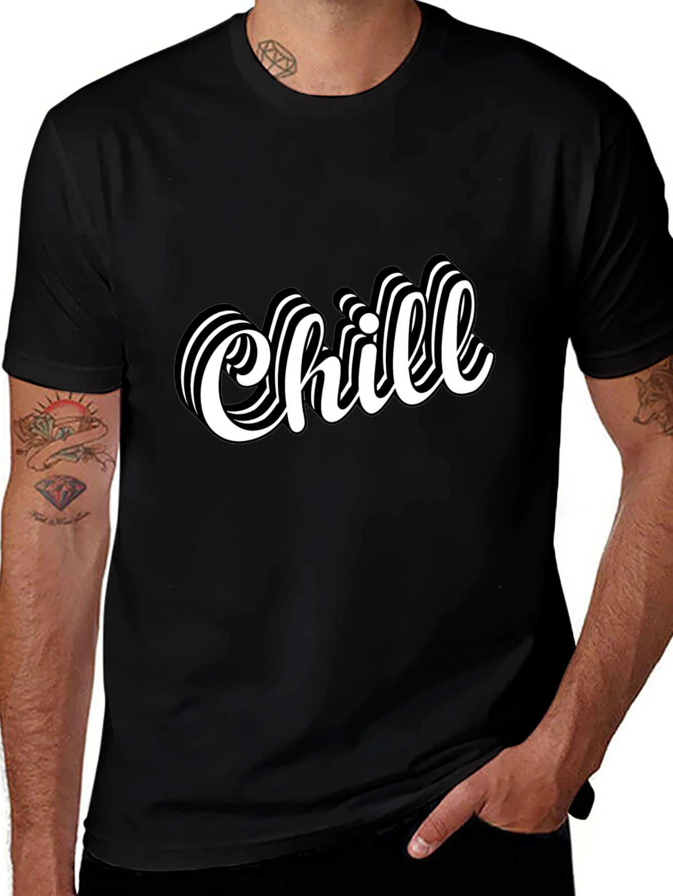 Chill Graphic Tee - Stylish Black Cotton T-Shirt for Men