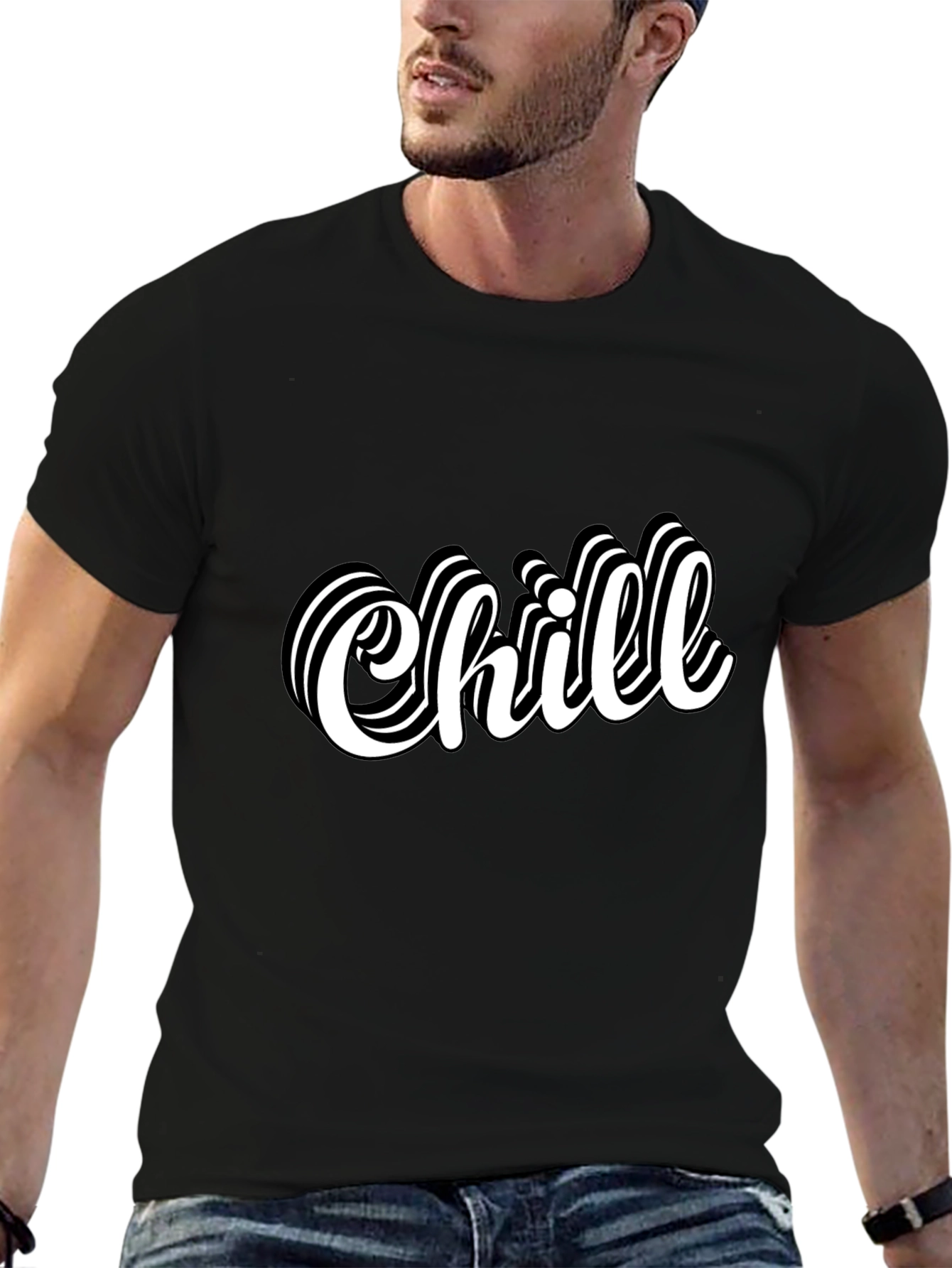 Chill Graphic Tee - Stylish Black Cotton T-Shirt for Men